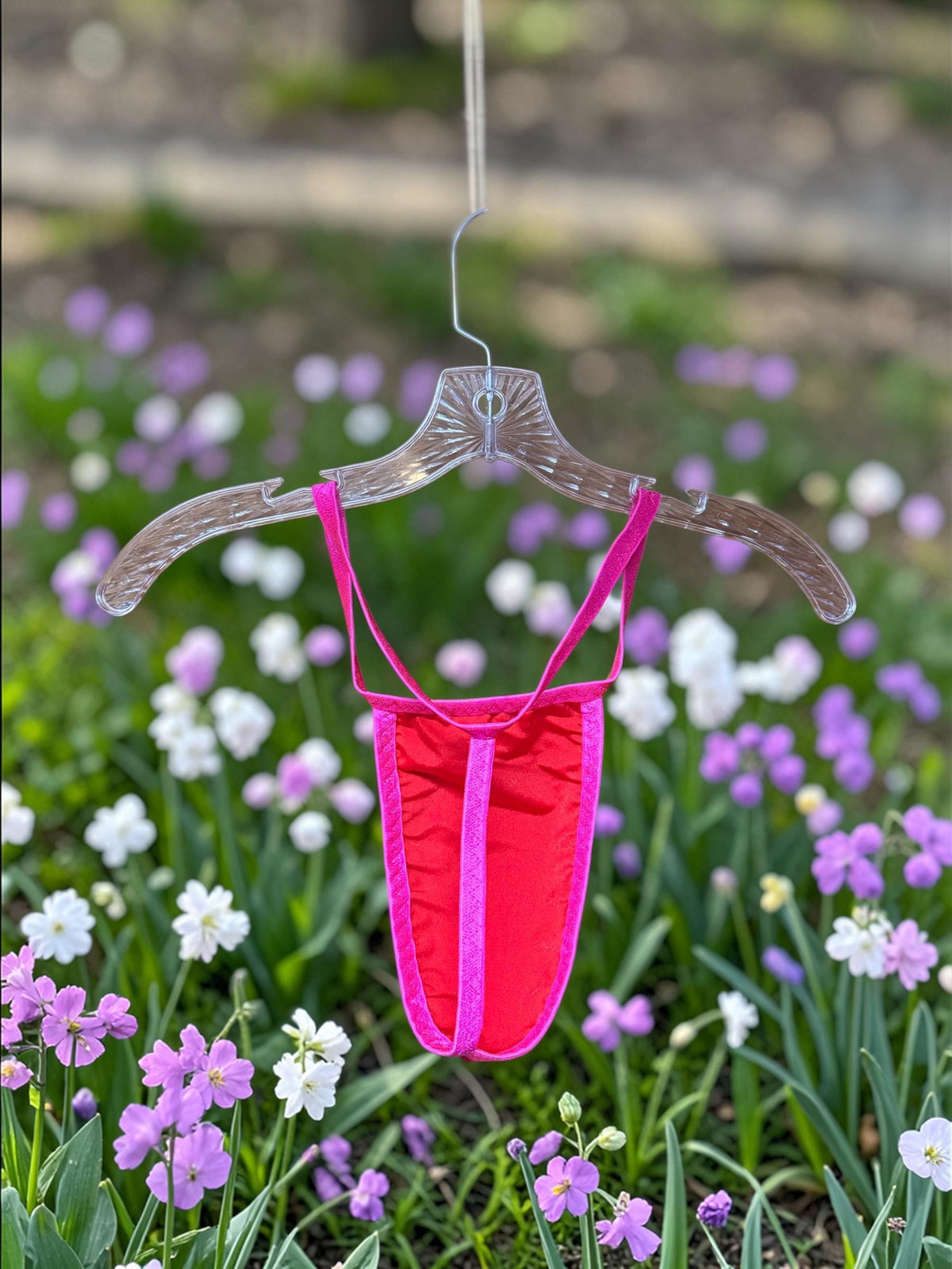 Men's Pink Holographic Swim Thong G-String | Exotic Underwear for Pool Parties