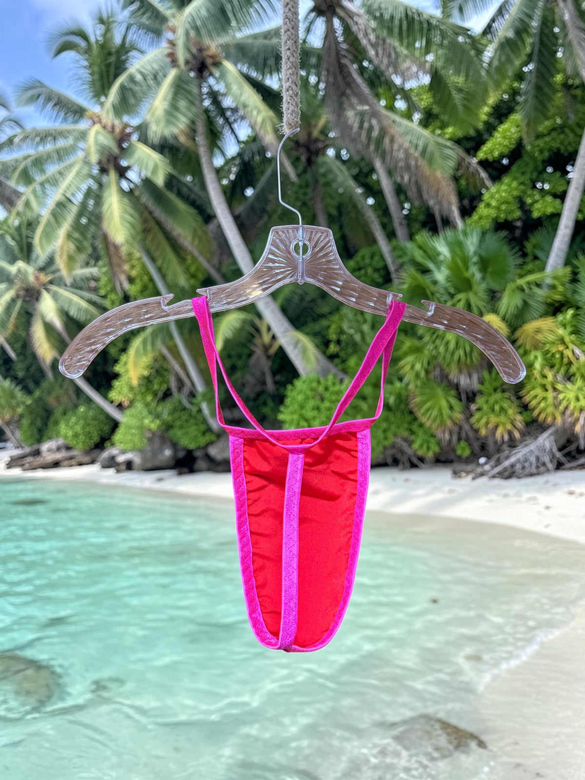 Men's Pink Holographic Swim Thong G-String | Exotic Underwear for Pool Parties