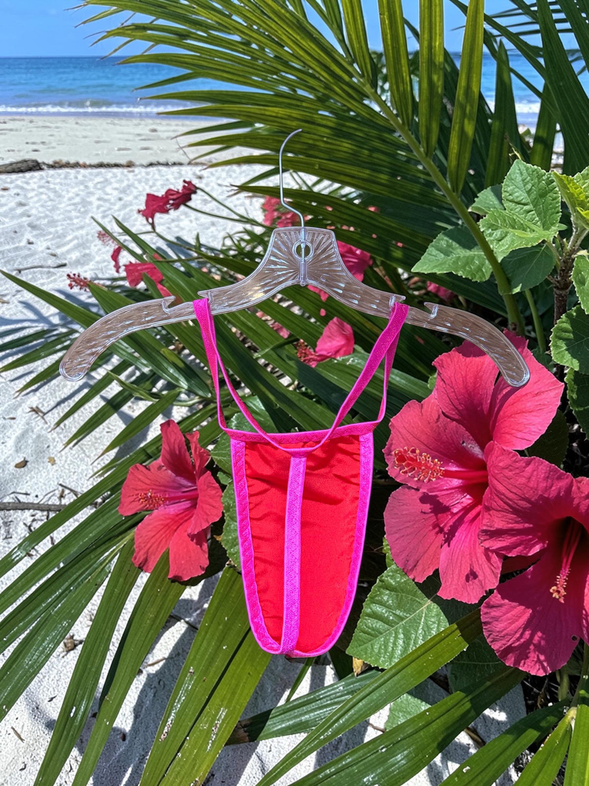 Men's Pink Holographic Swim Thong G-String | Exotic Underwear for Pool Parties