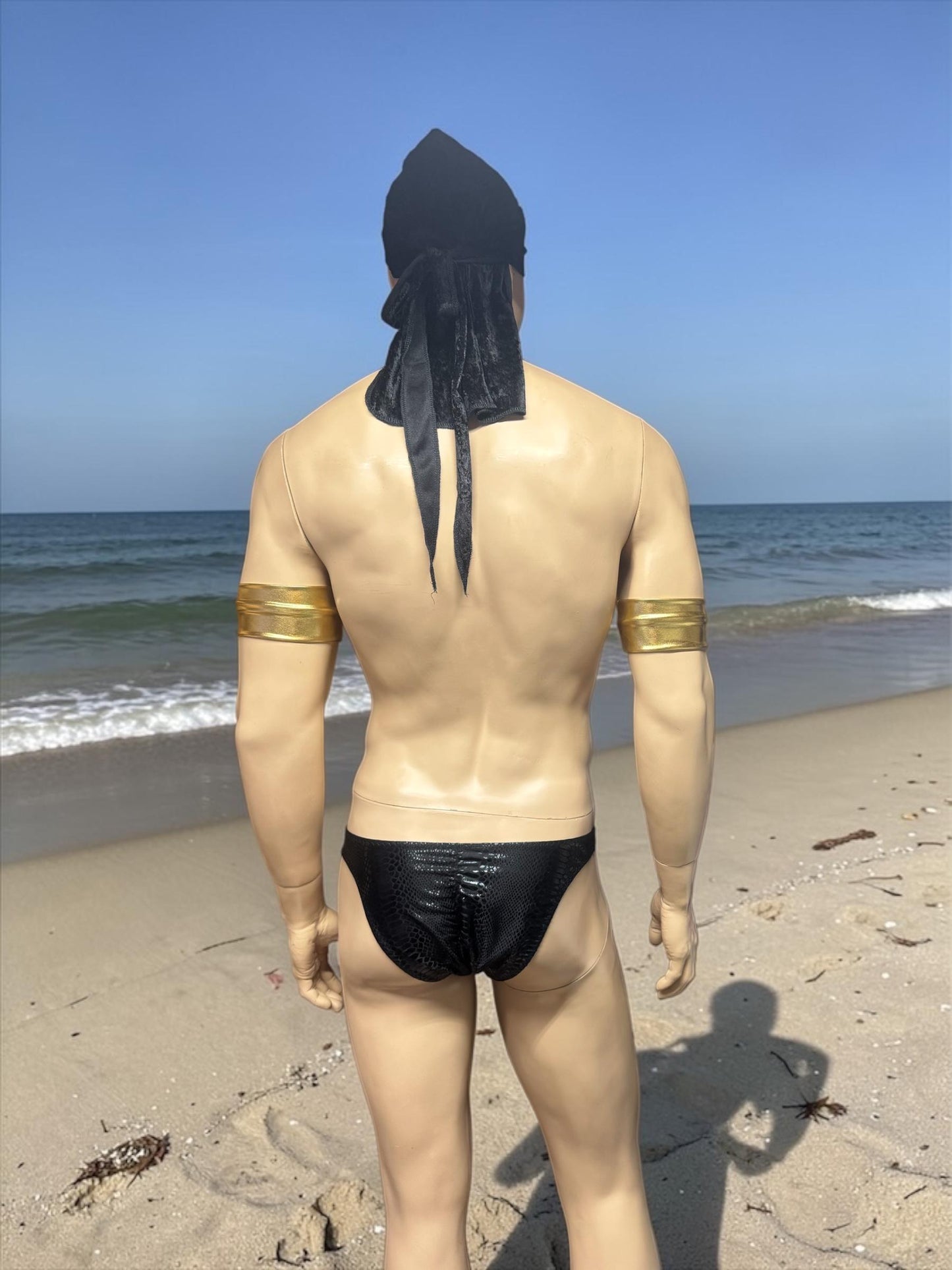 Men's Swim Briefs in Black Faux Leather