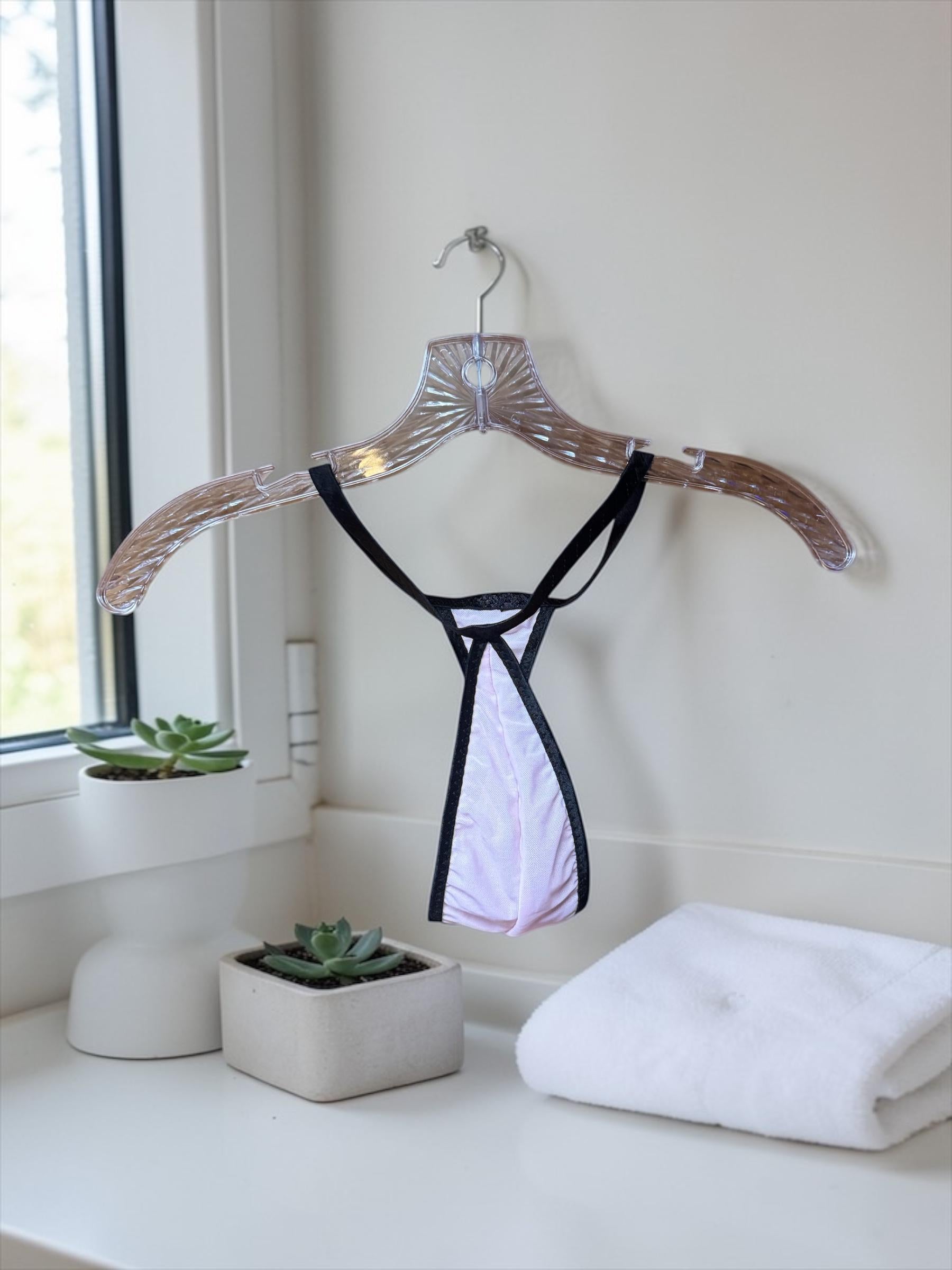 Pink Mesh Teardrop Thong for Men