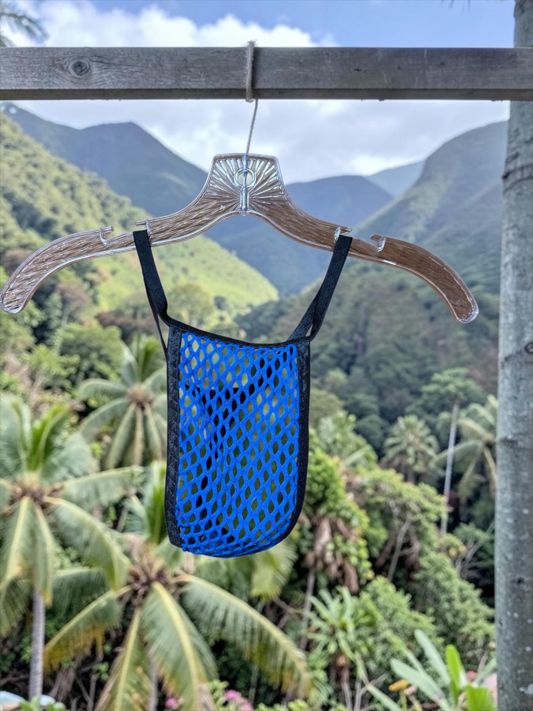 Blue Mesh Thong - Men's Lingerie