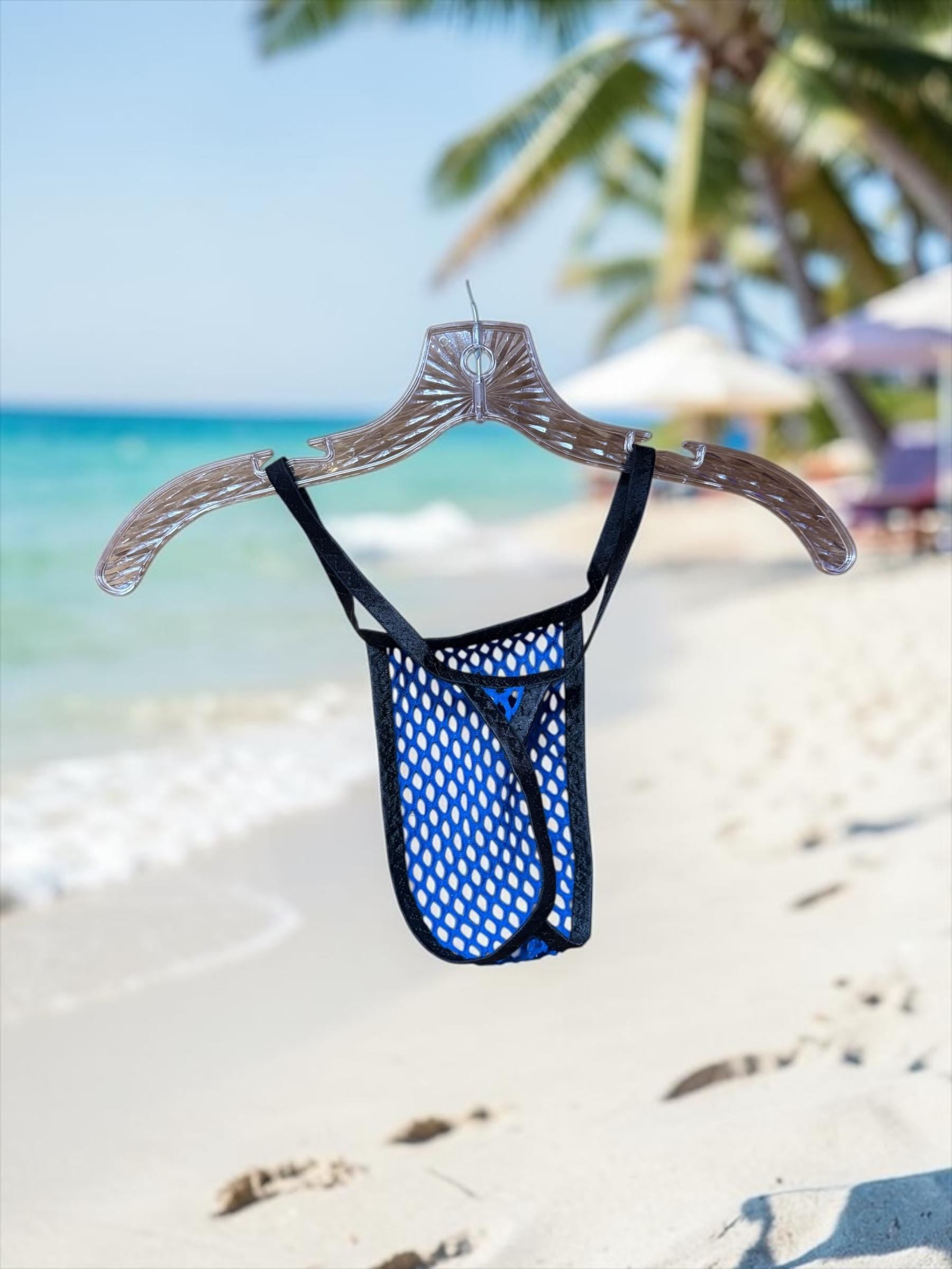 Blue Mesh Thong - Men's Lingerie