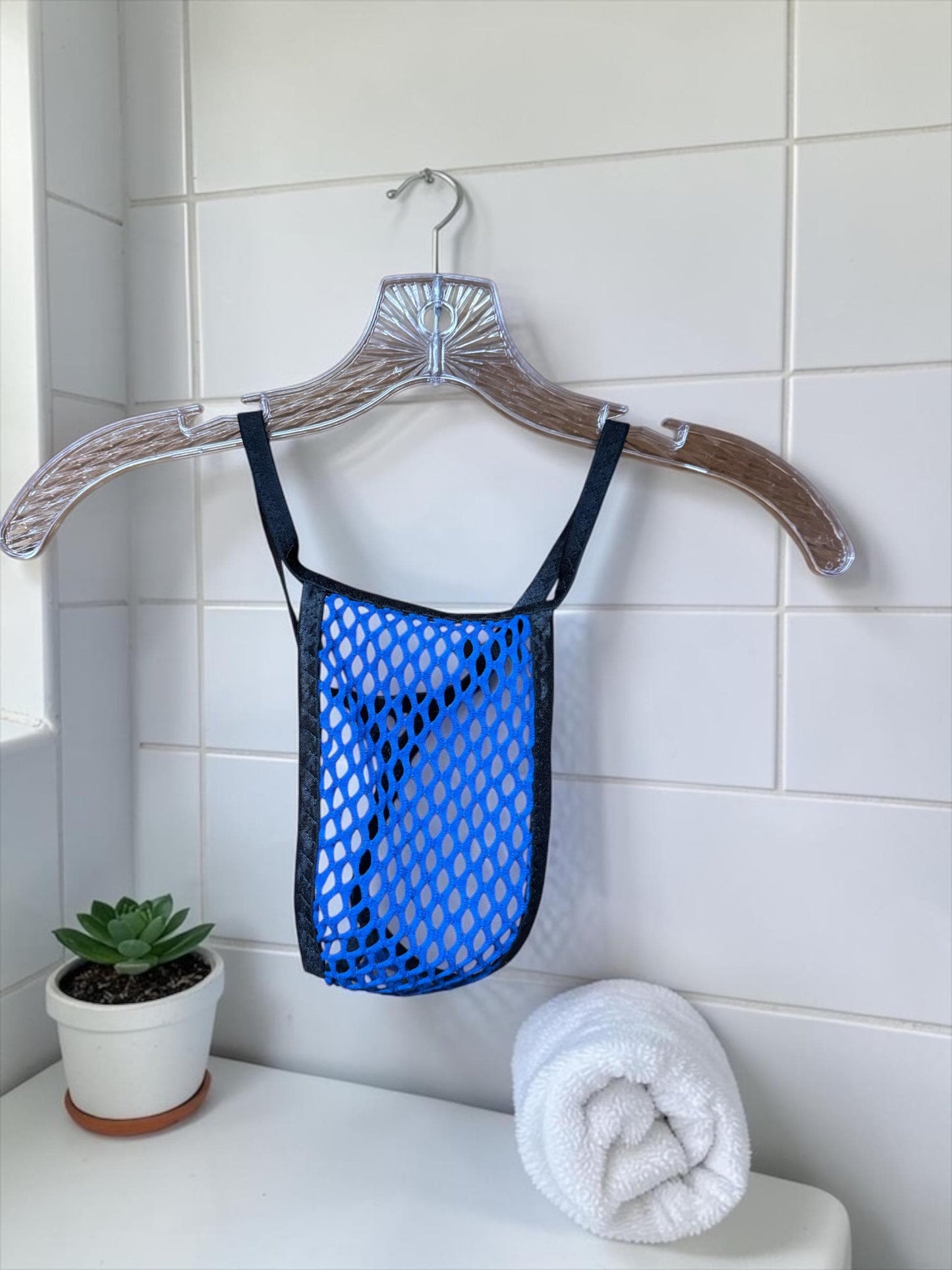 Blue Mesh Thong - Men's Lingerie