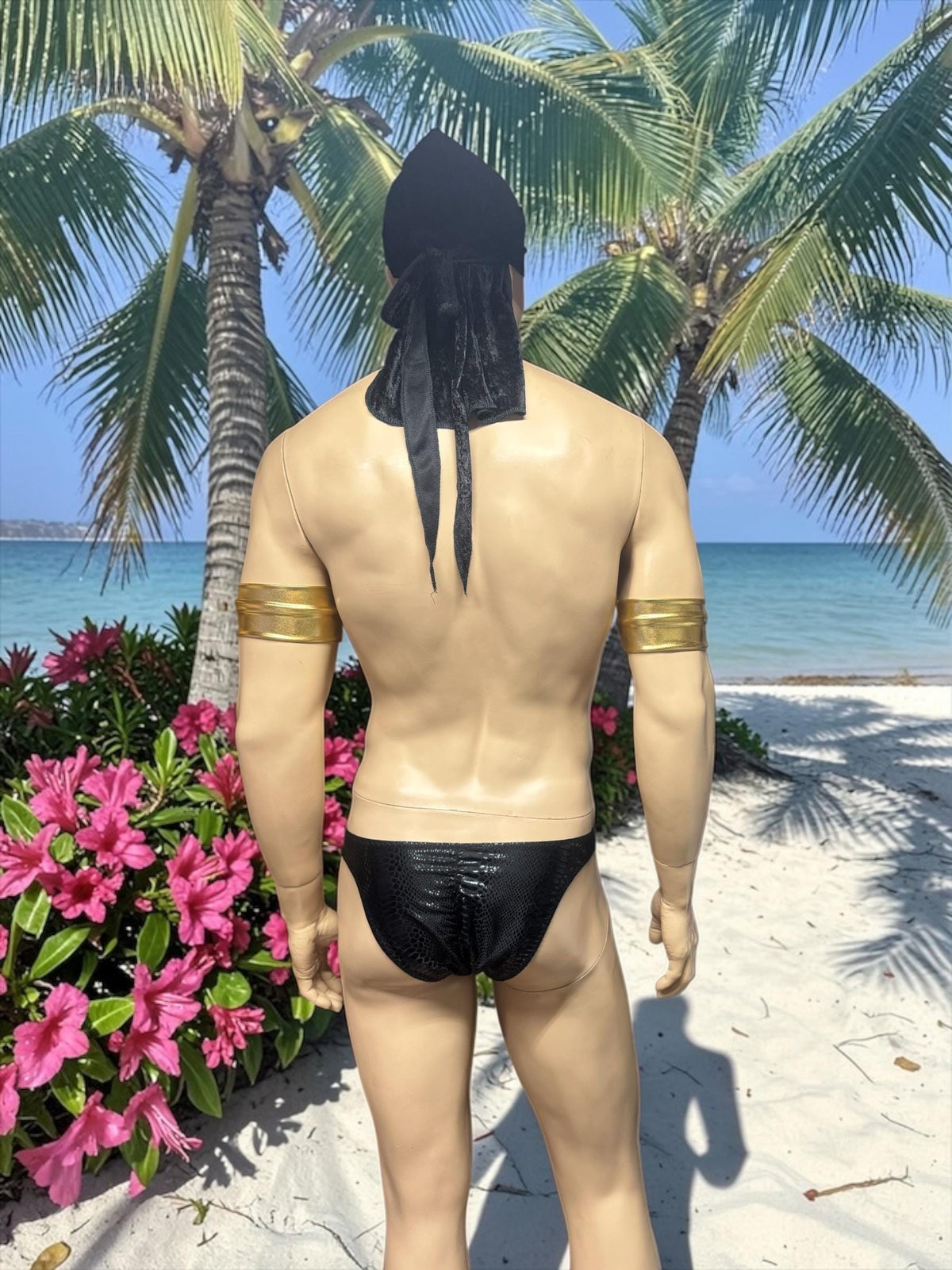 Men's Swim Briefs in Black Faux Leather