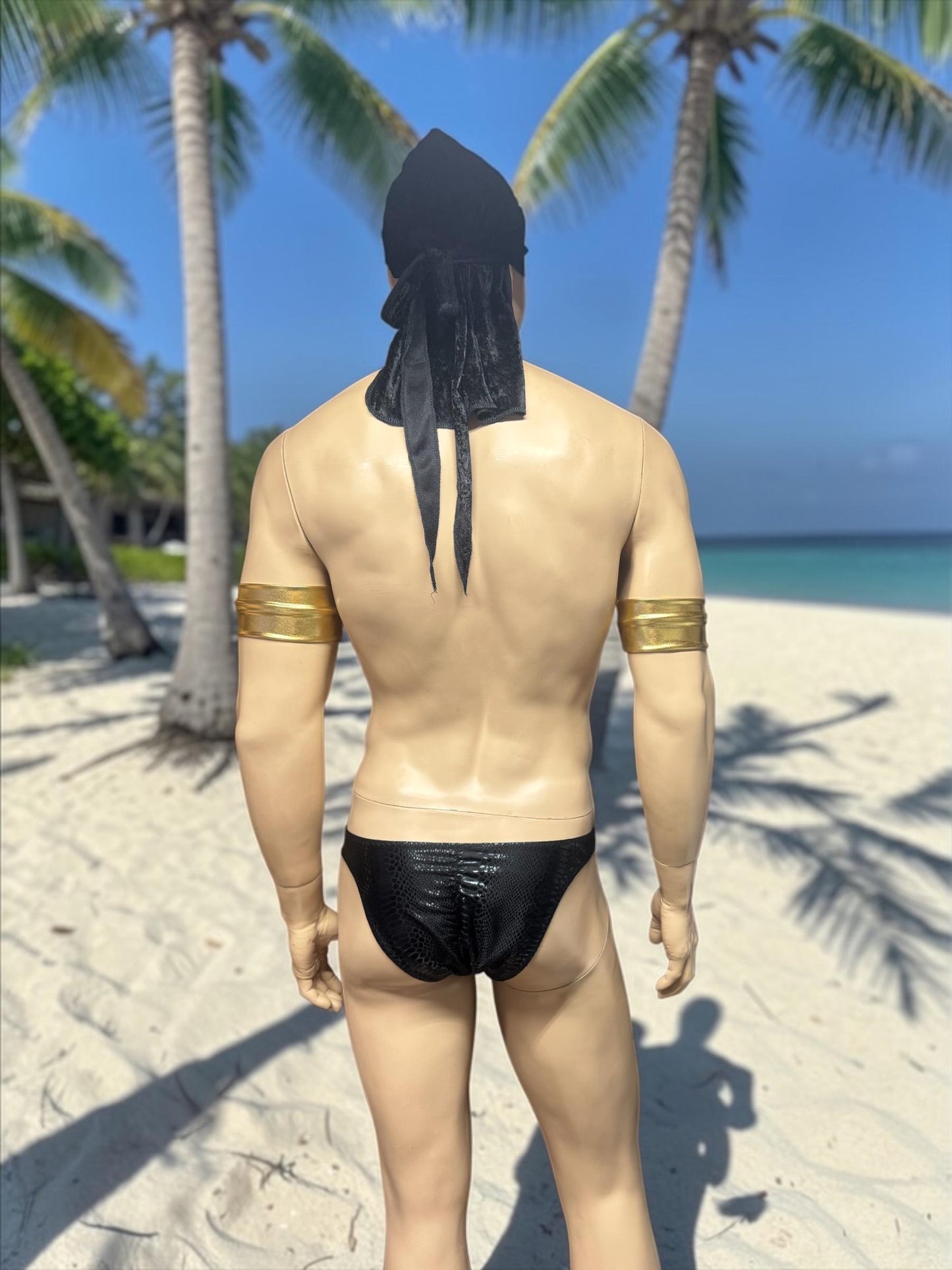 Men's Swim Briefs in Black Faux Leather