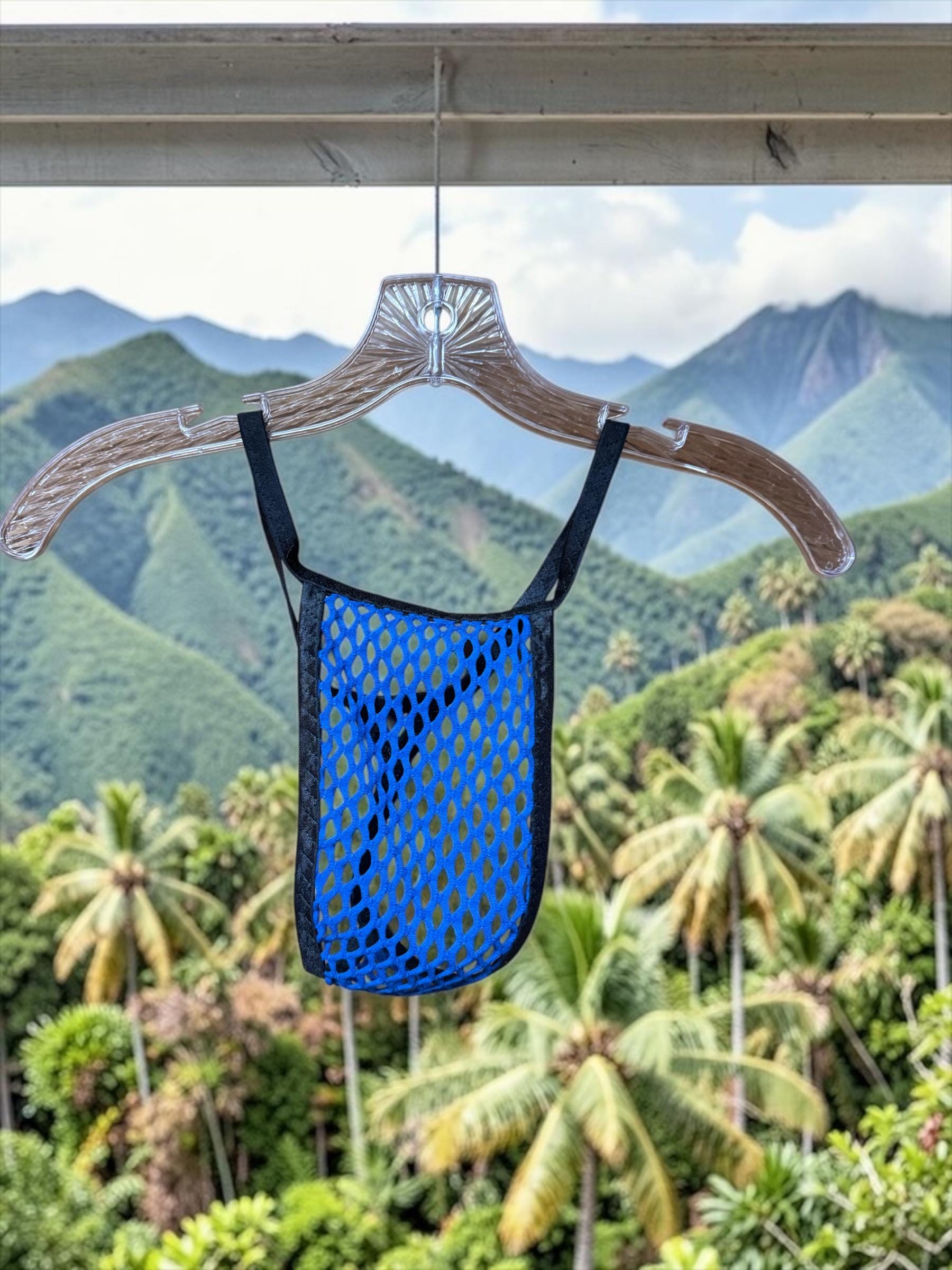 Blue Mesh Thong - Men's Lingerie