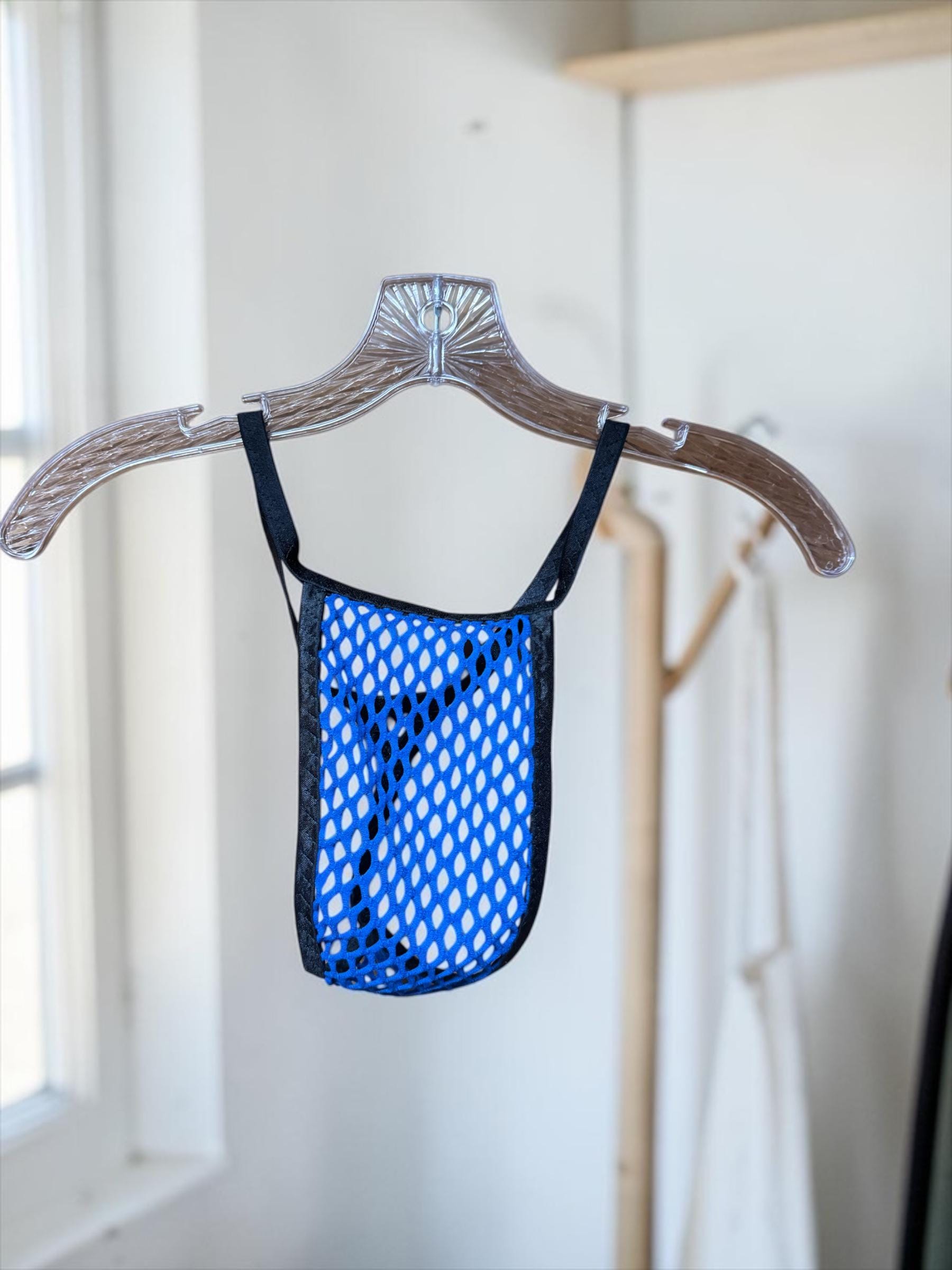 Blue Mesh Thong - Men's Lingerie