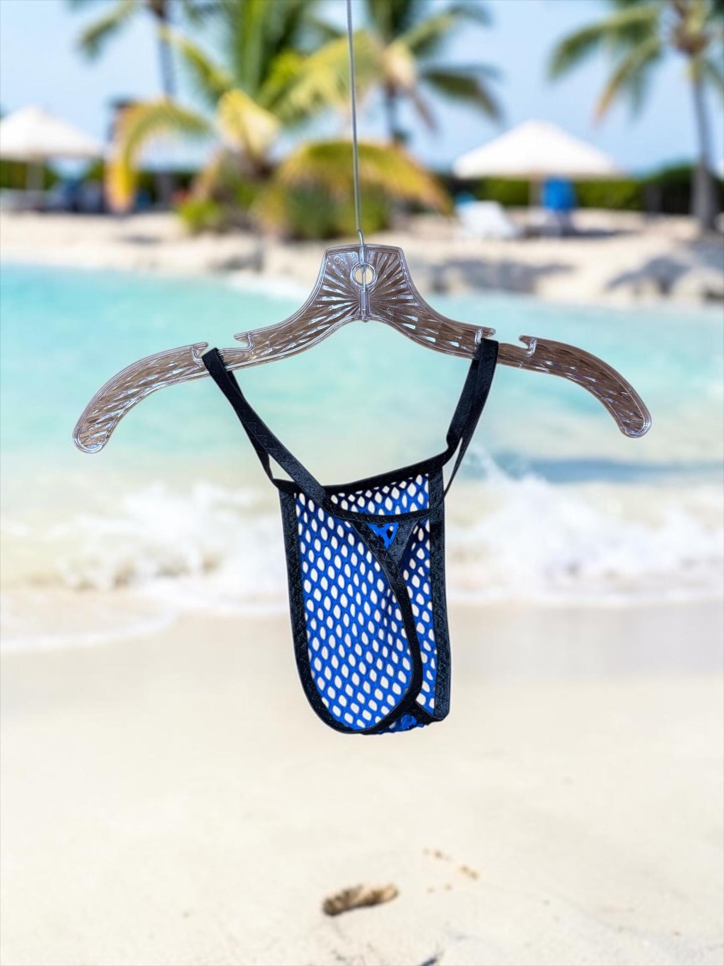 Blue Mesh Thong - Men's Lingerie