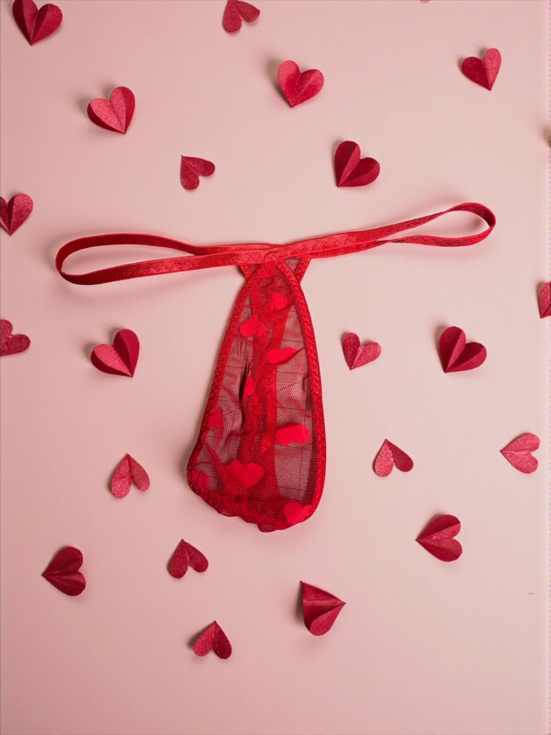Heart Mesh Teardrop Thong for Men