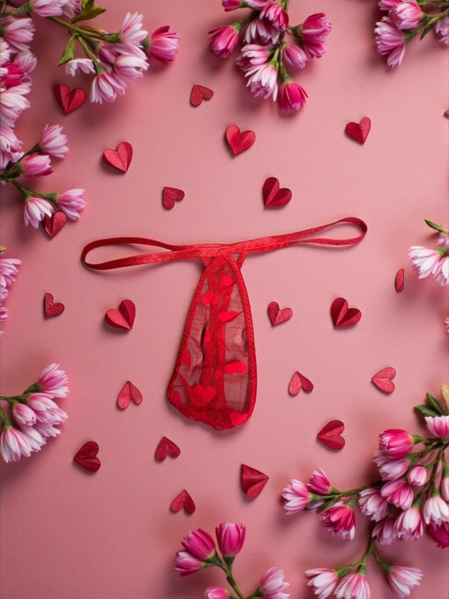 Heart Mesh Teardrop Thong for Men