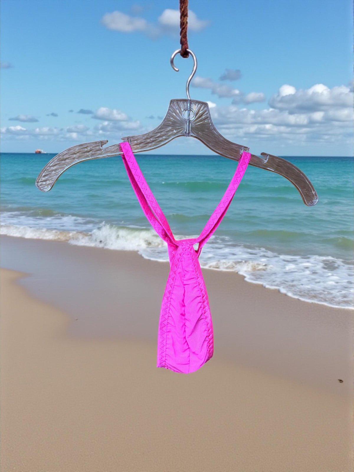 Hot Pink Mesh Teardrop Thong for Men