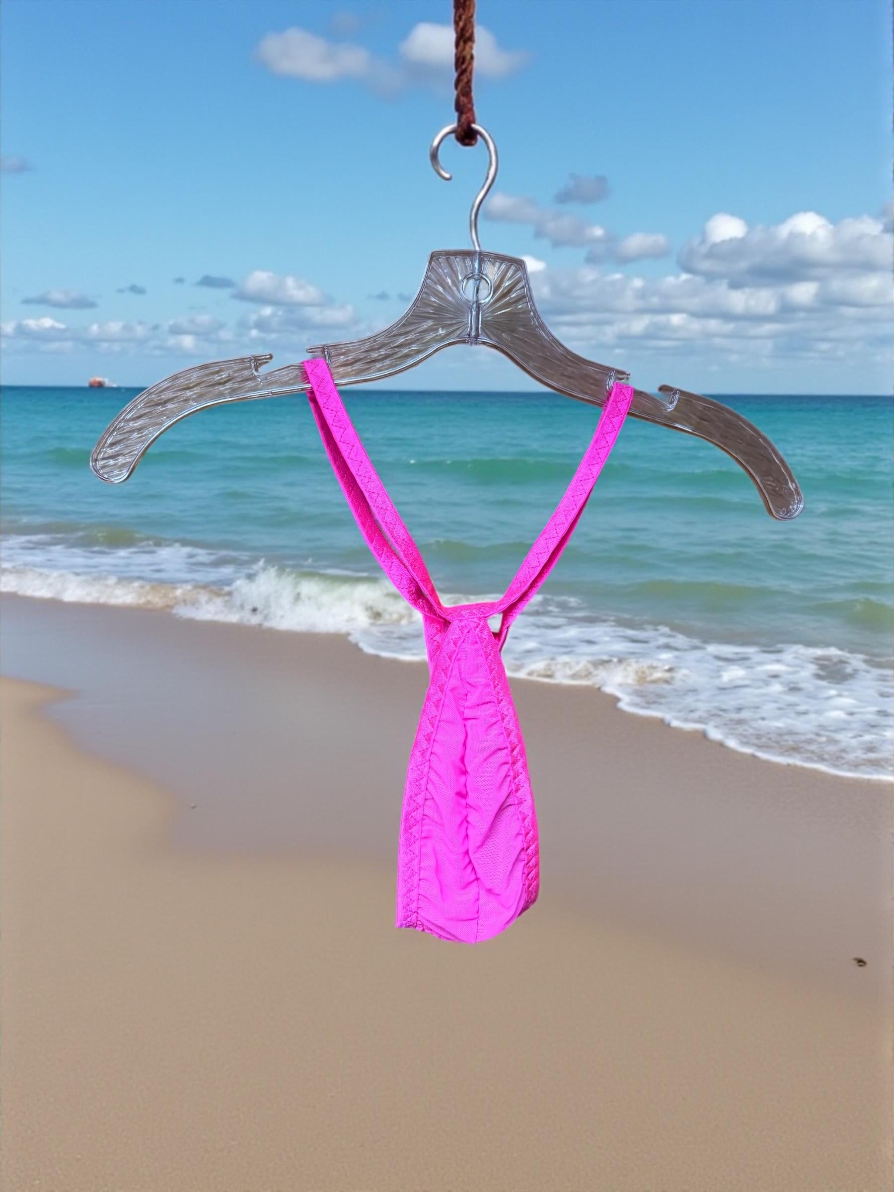 Hot Pink Mesh Teardrop Thong for Men