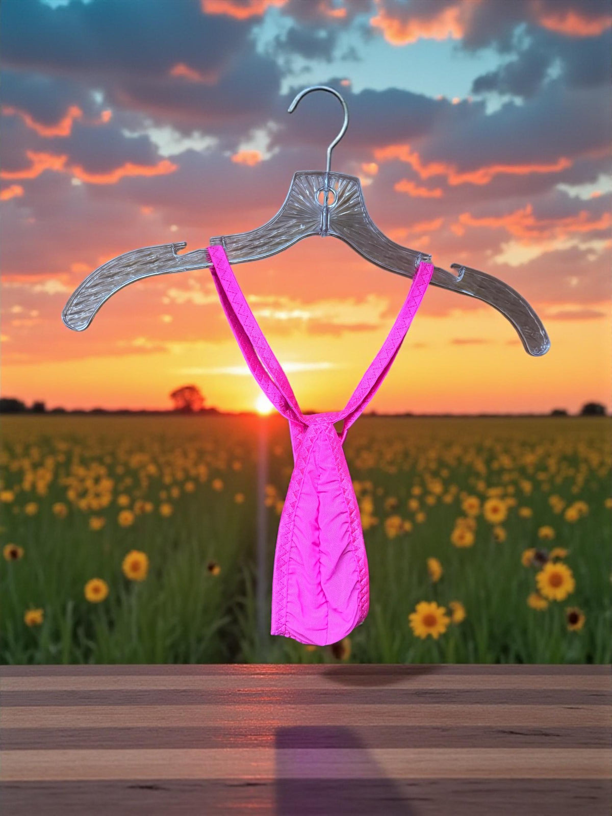 Hot Pink Mesh Teardrop Thong for Men