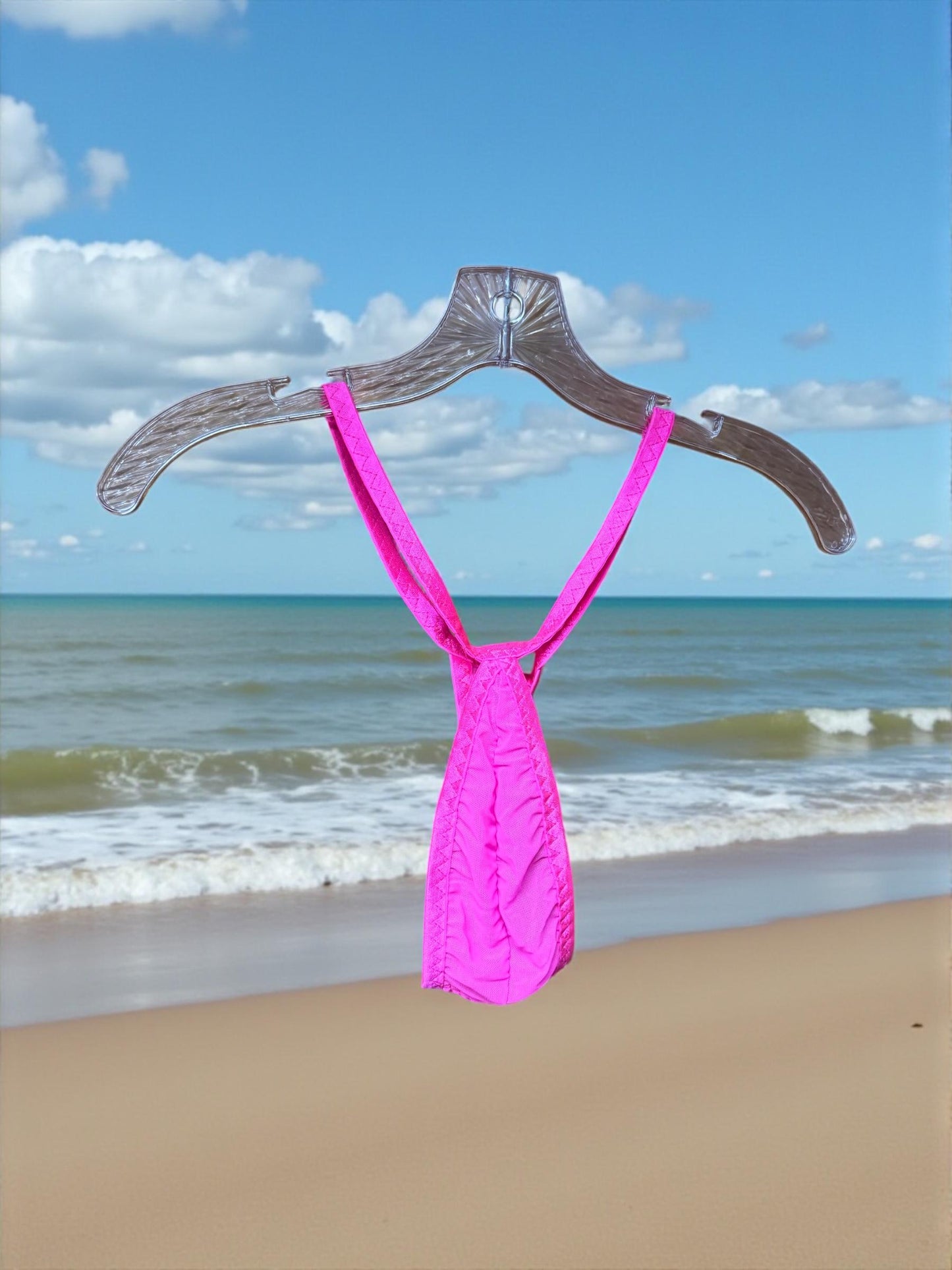 Hot Pink Mesh Teardrop Thong for Men