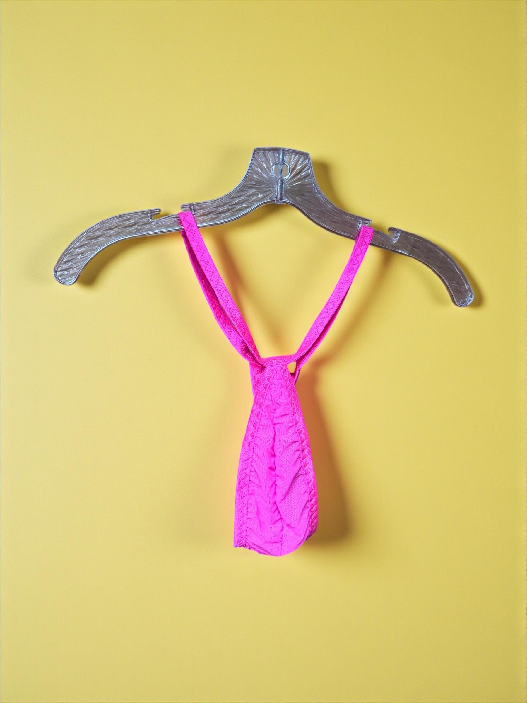 Hot Pink Mesh Teardrop Thong for Men
