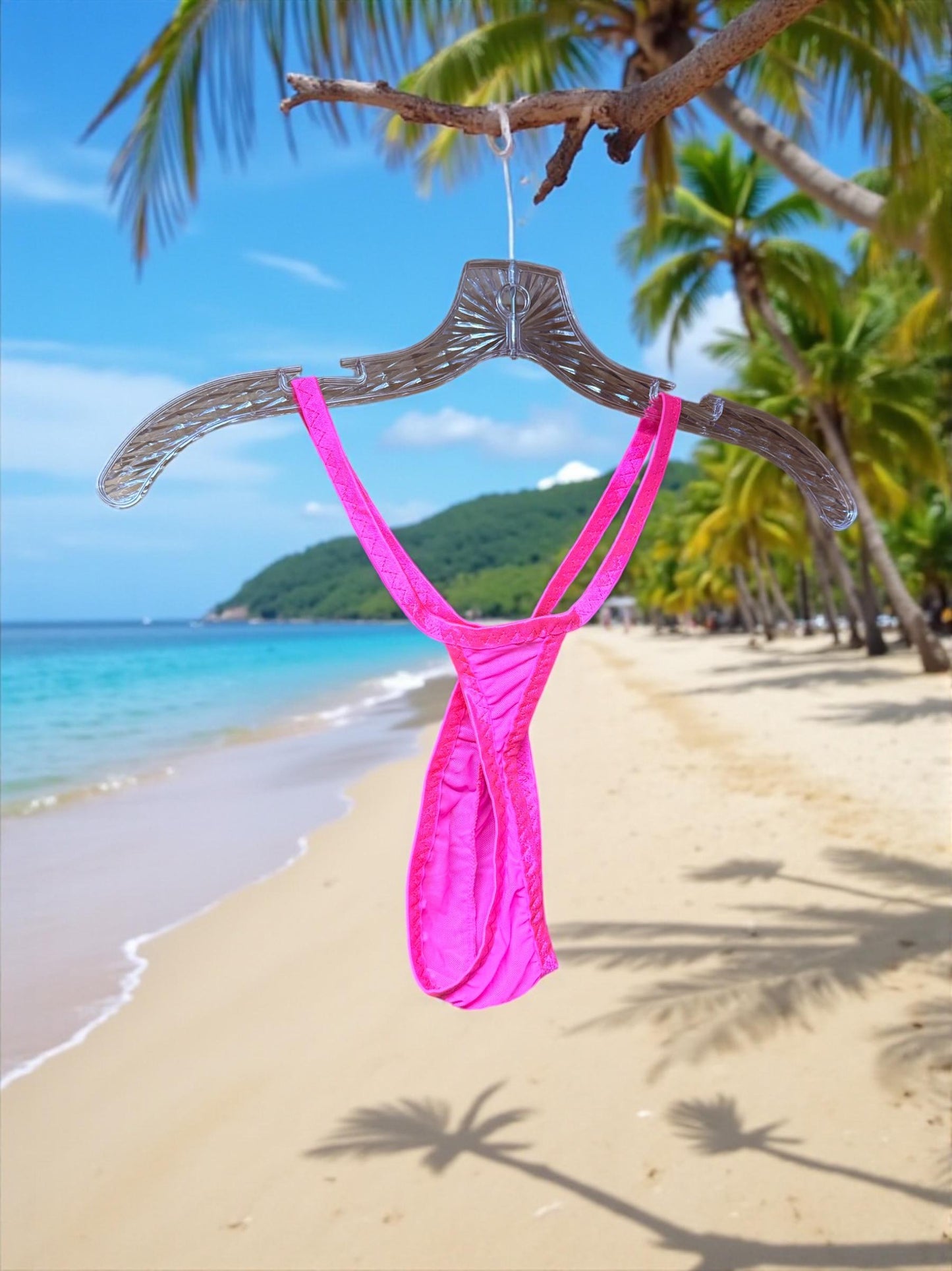Hot Pink Mesh Teardrop Thong for Men