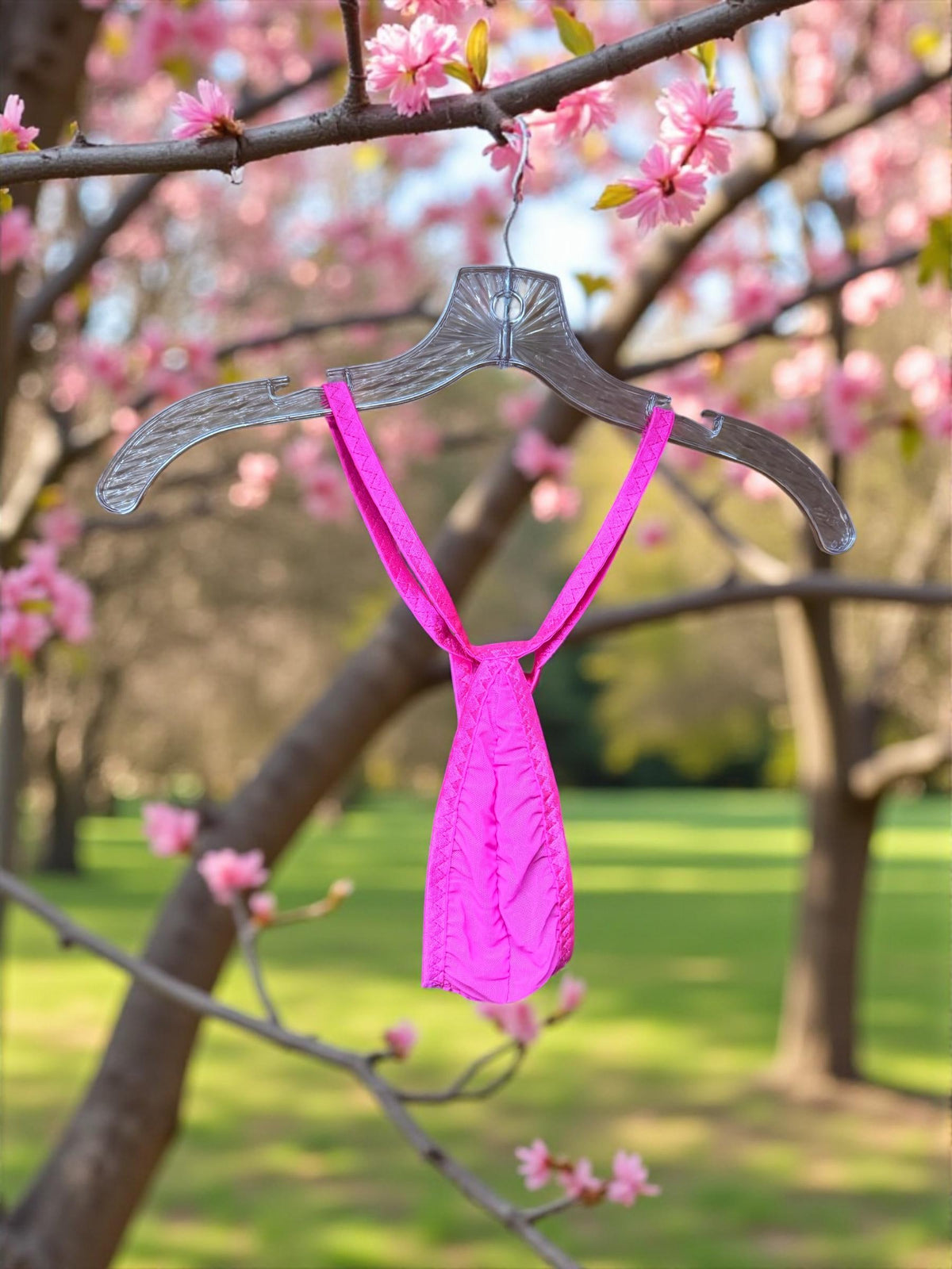 Hot Pink Mesh Teardrop Thong for Men