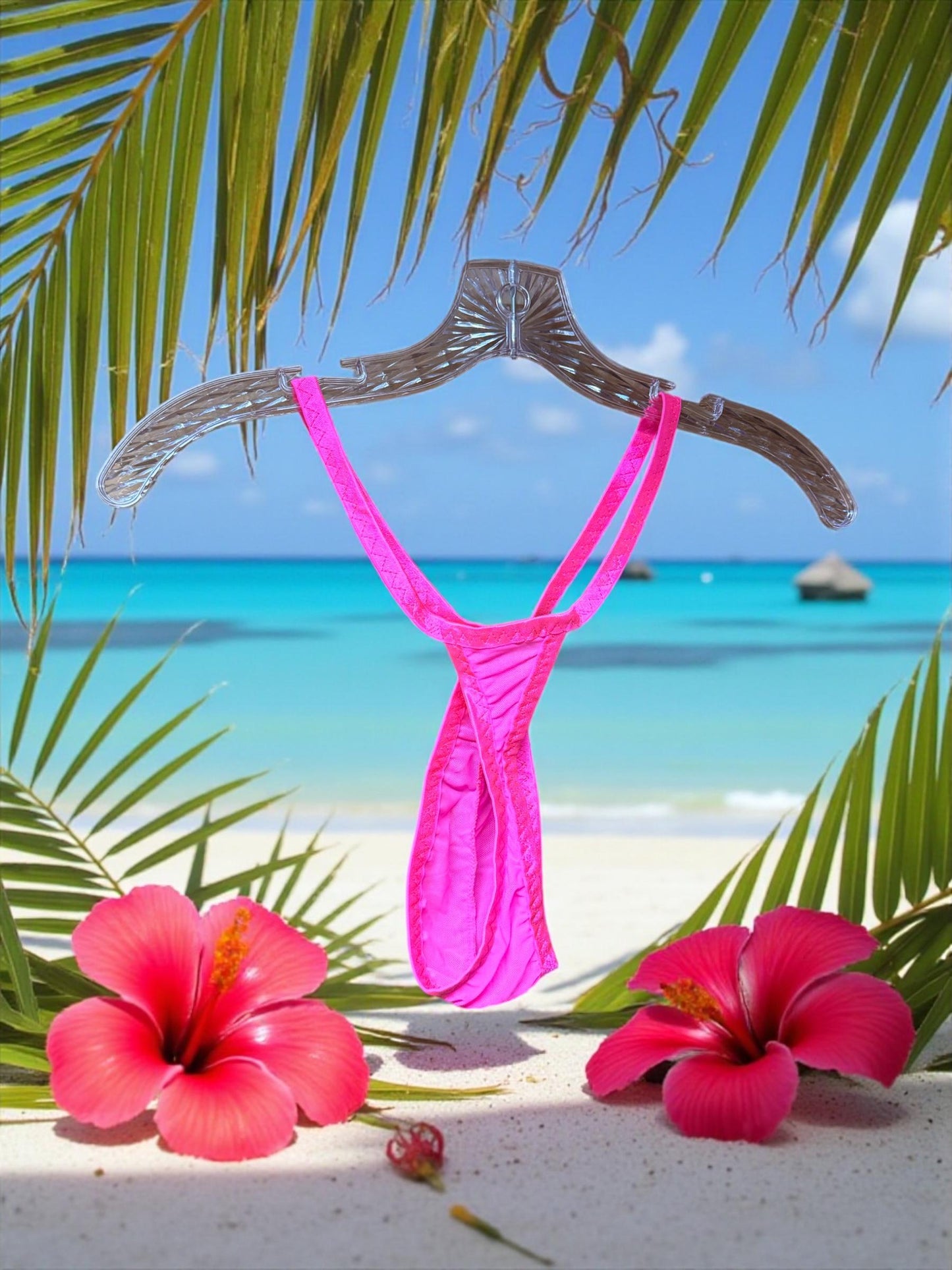 Hot Pink Mesh Teardrop Thong for Men