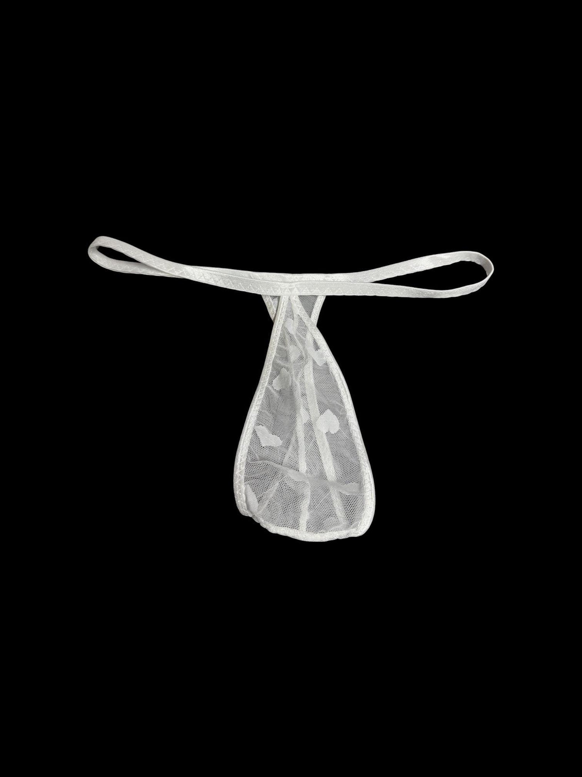 White Heart Mesh Teardrop Thong for Men