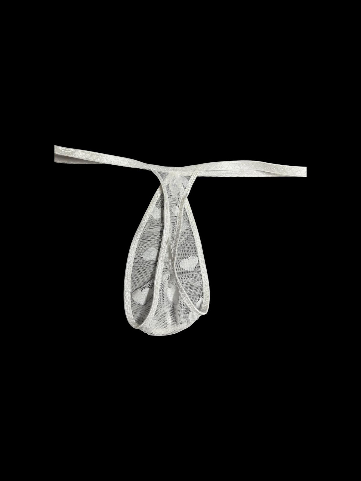White Heart Mesh Teardrop Thong for Men