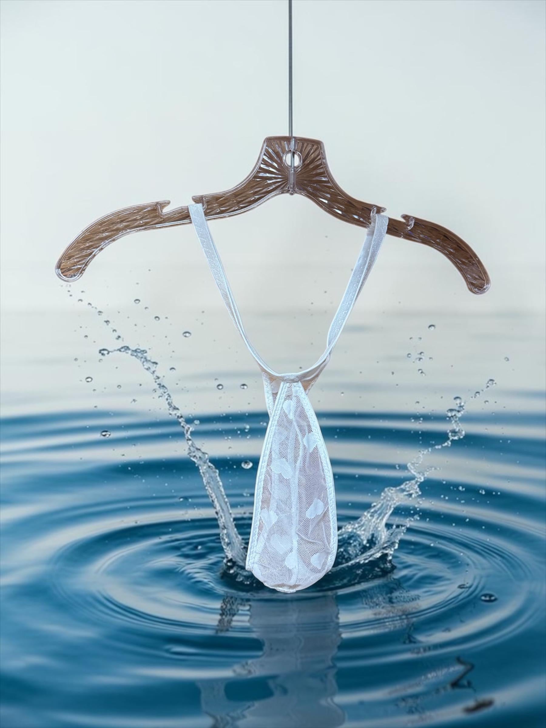 White Heart Mesh Teardrop Thong for Men
