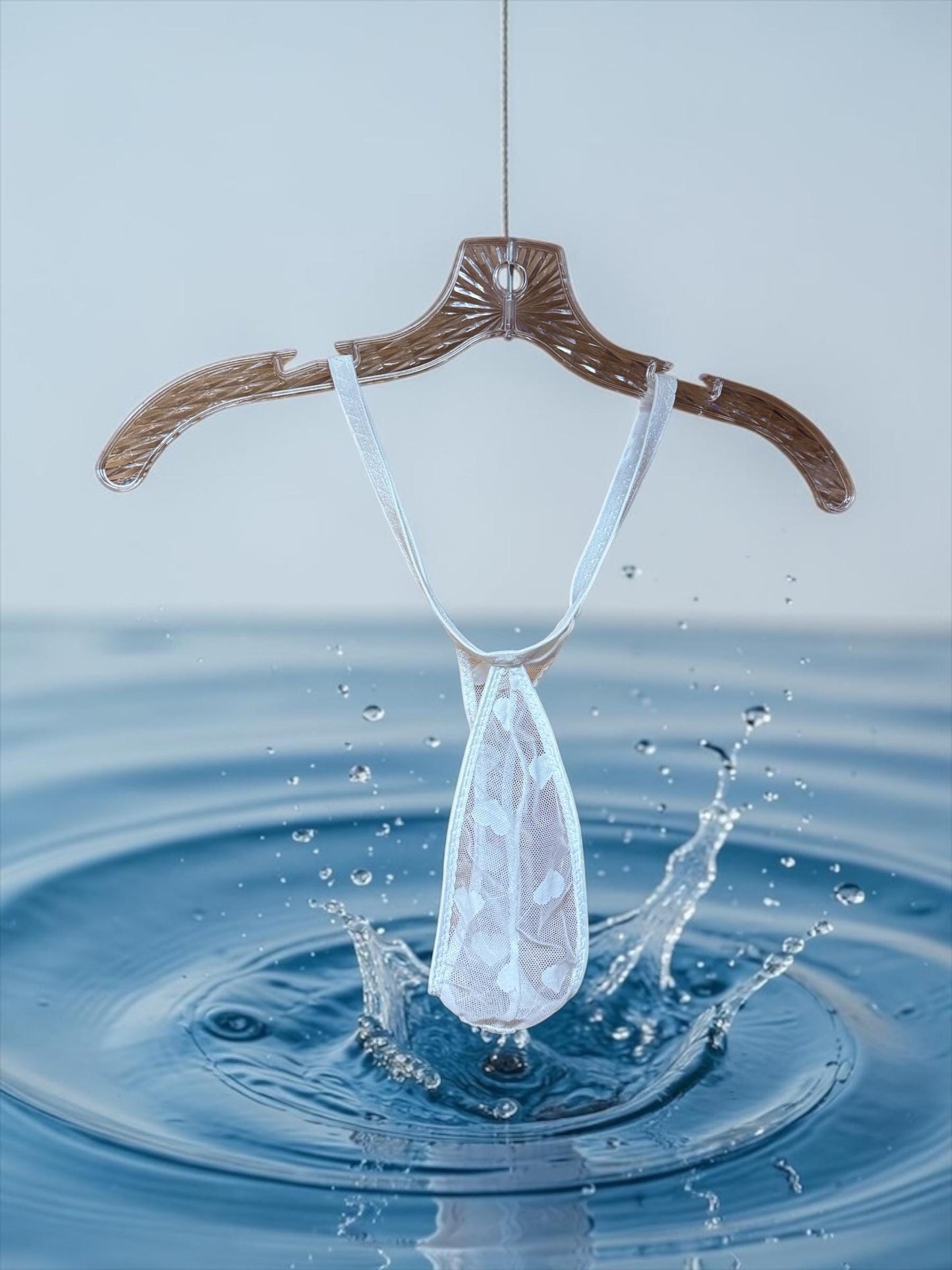 White Heart Mesh Teardrop Thong for Men