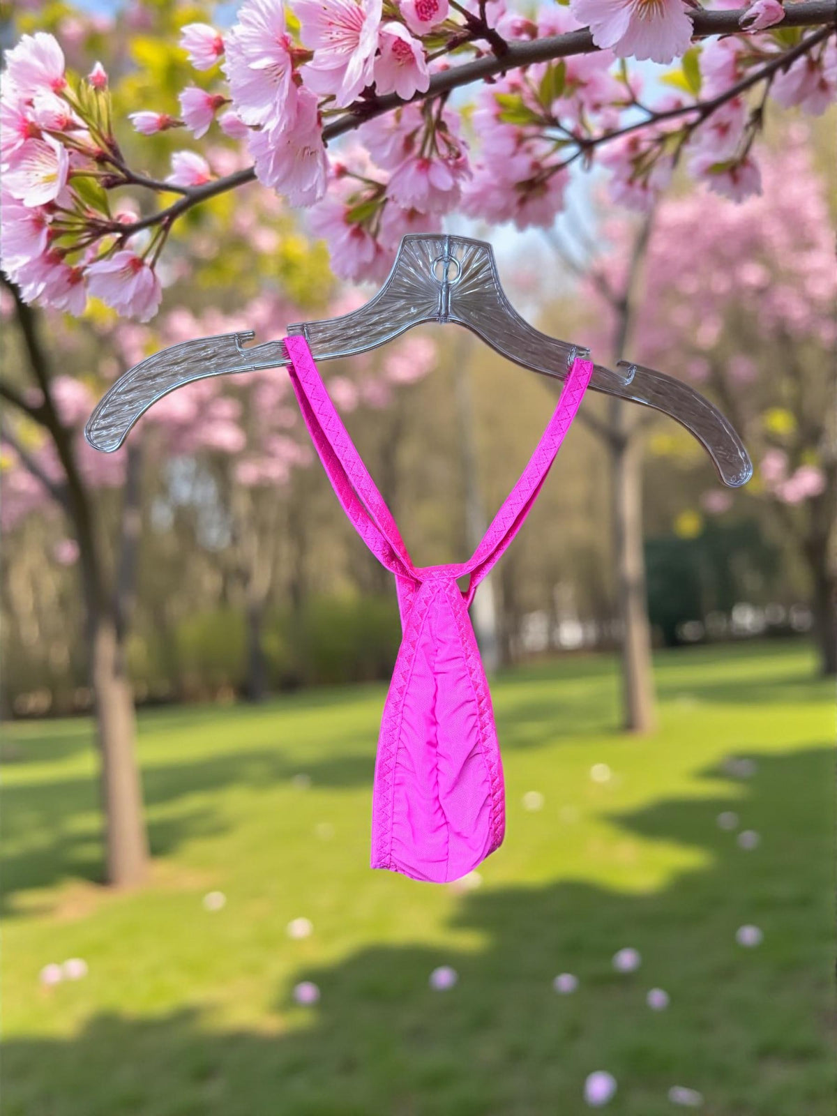 Hot Pink Mesh Teardrop Thong for Men