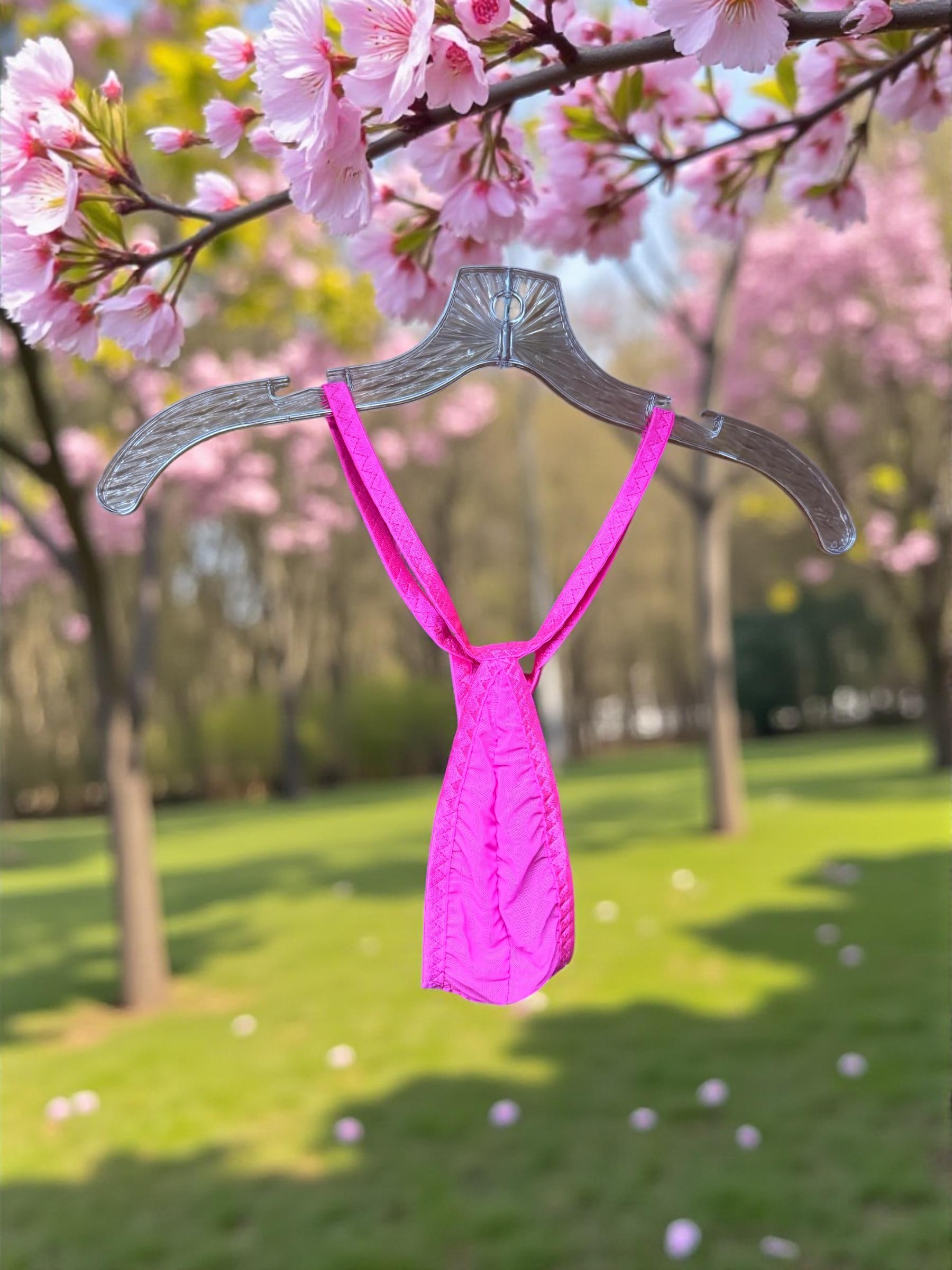 Hot Pink Mesh Teardrop Thong for Men