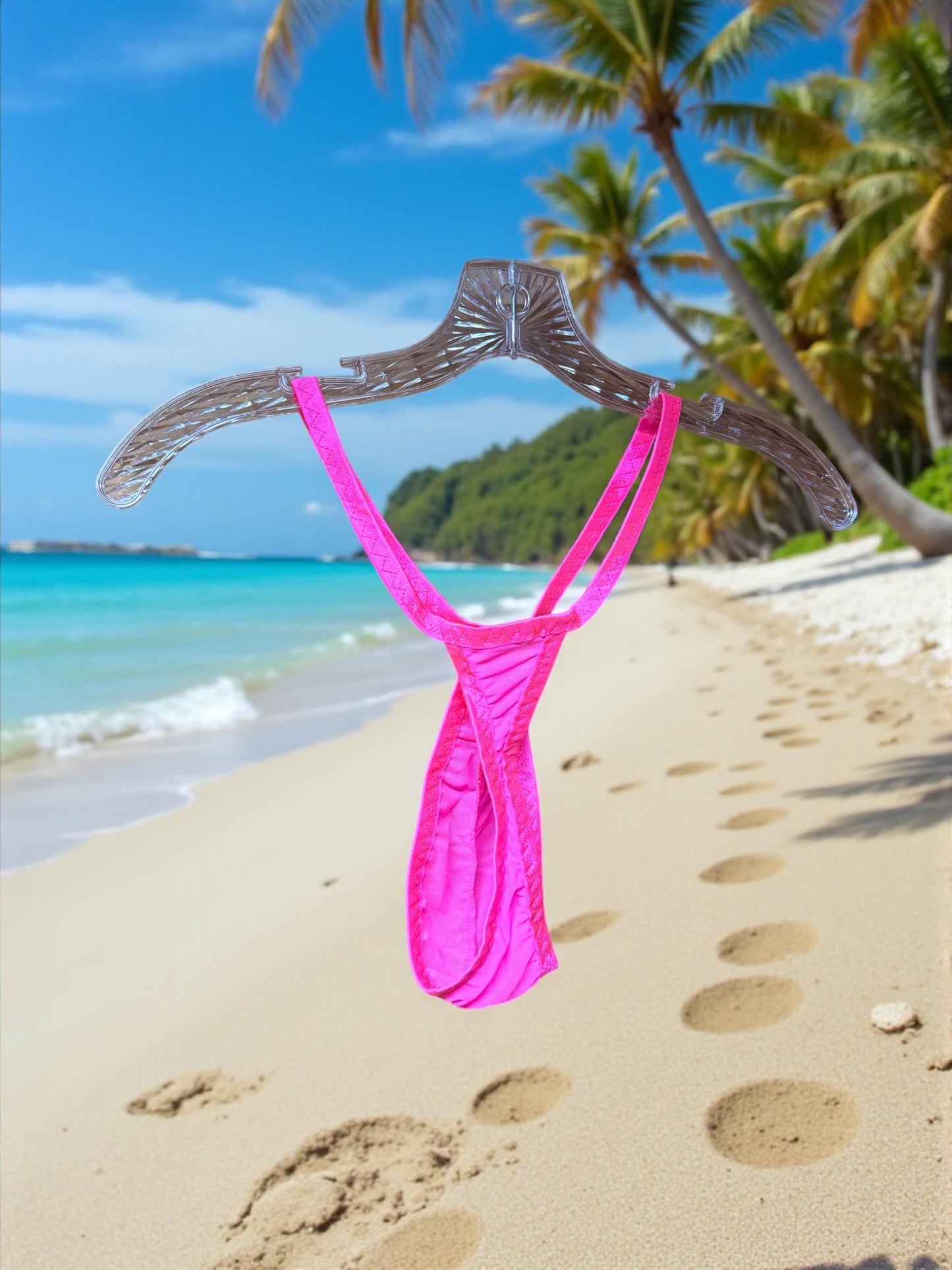 Hot Pink Mesh Teardrop Thong for Men