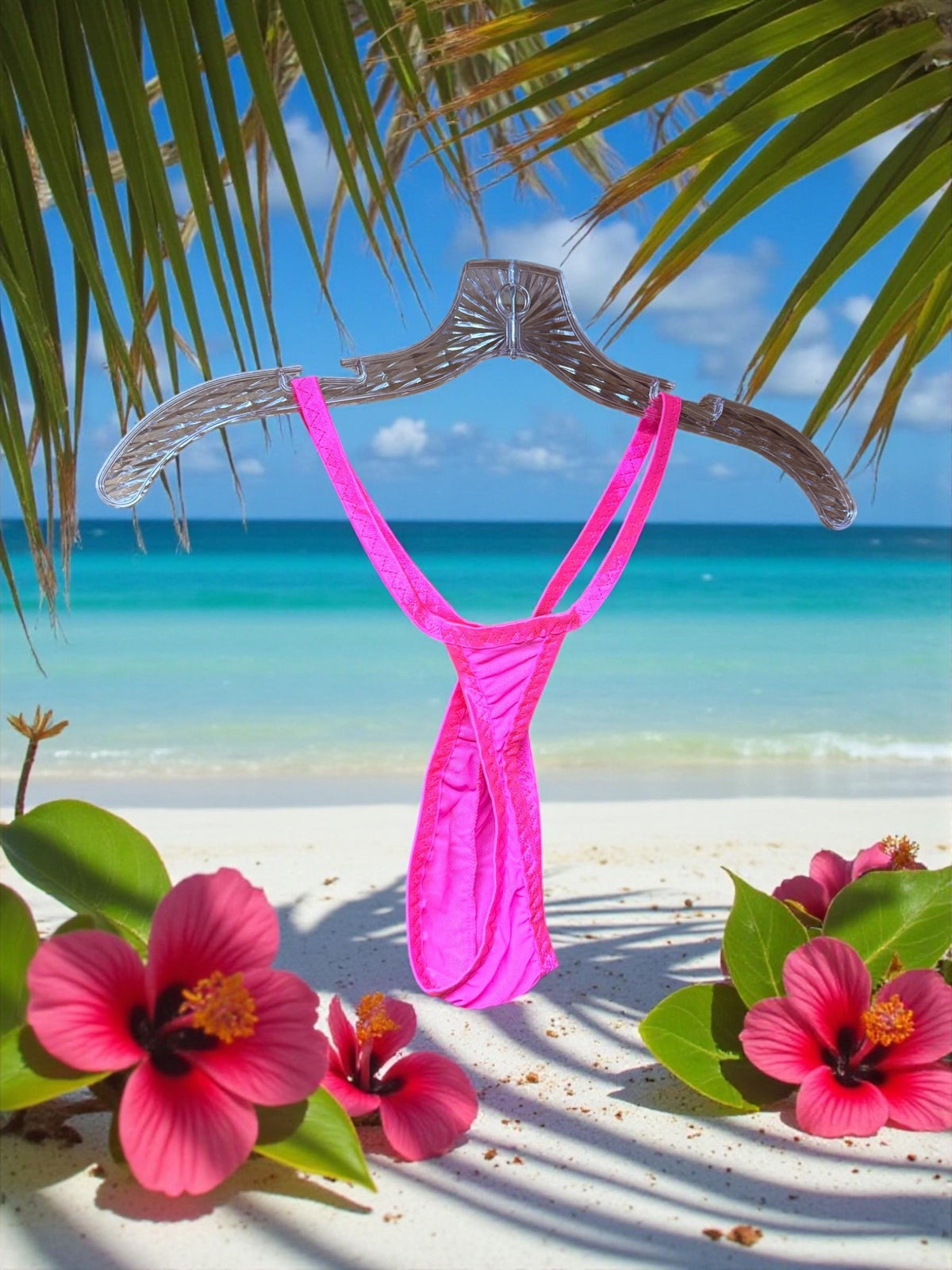 Hot Pink Mesh Teardrop Thong for Men