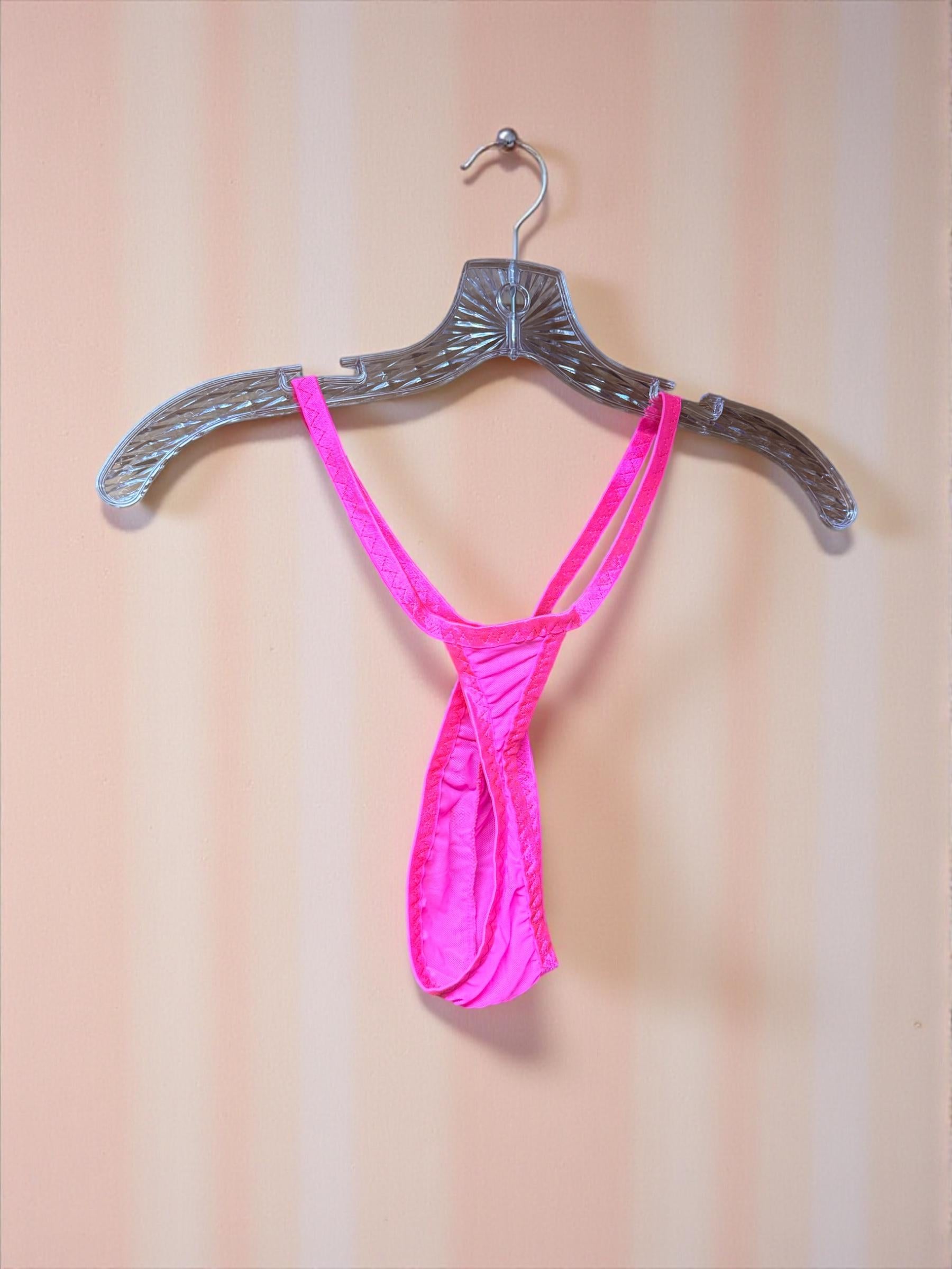 Hot Pink Mesh Teardrop Thong for Men