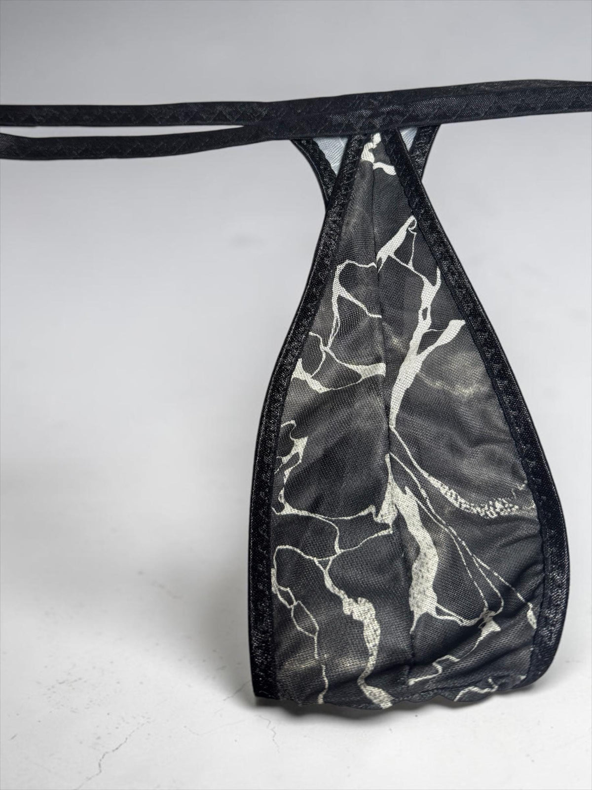 Black Mesh Teardrop Thong for Men