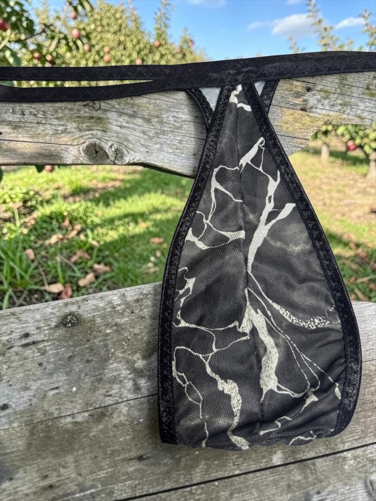 Black Mesh Teardrop Thong for Men