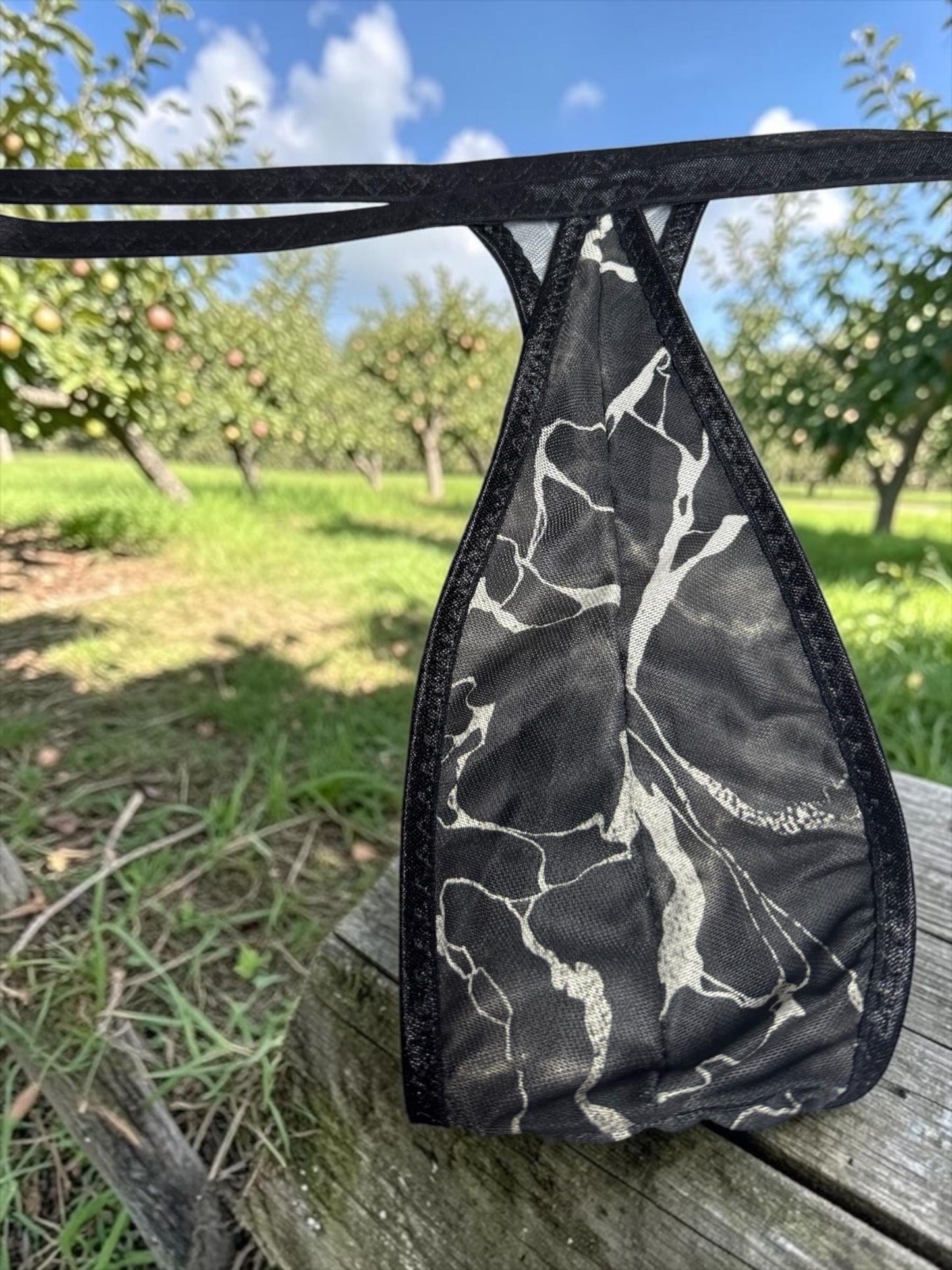 Black Mesh Teardrop Thong for Men