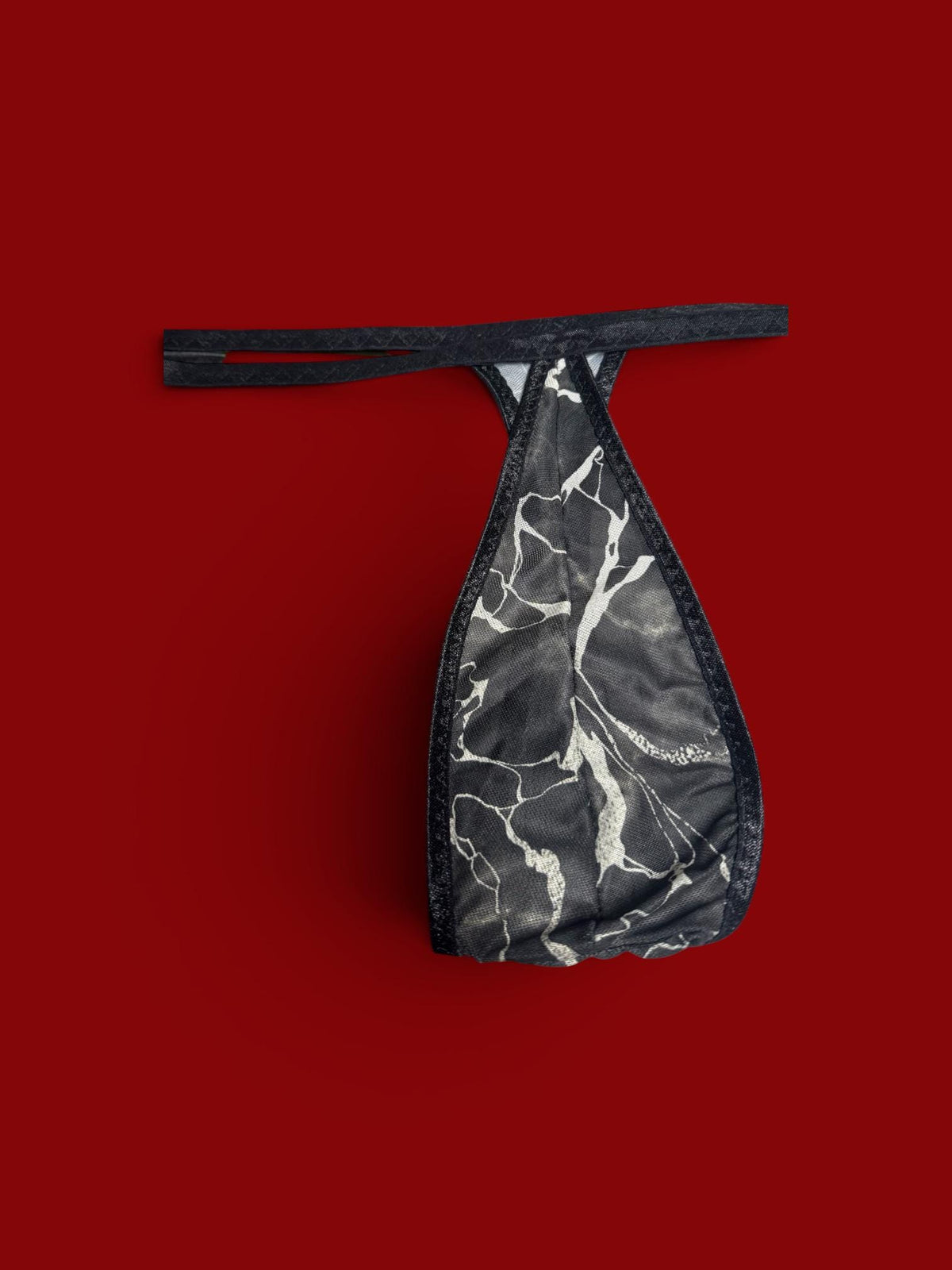Black Mesh Teardrop Thong for Men