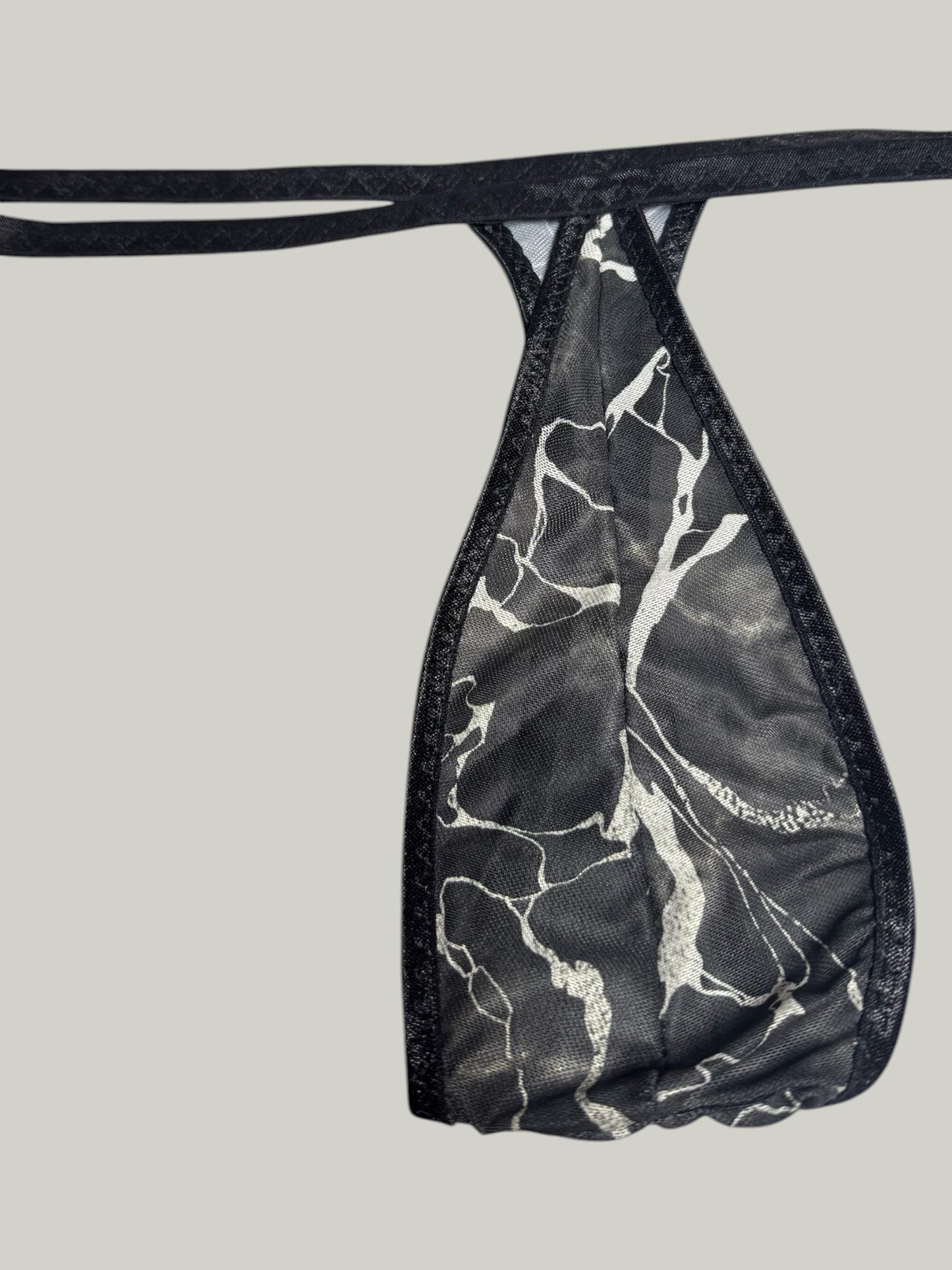 Black Mesh Teardrop Thong for Men