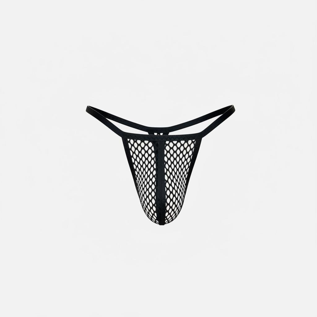 Sleek Black Mesh Thong - Men's Lingerie