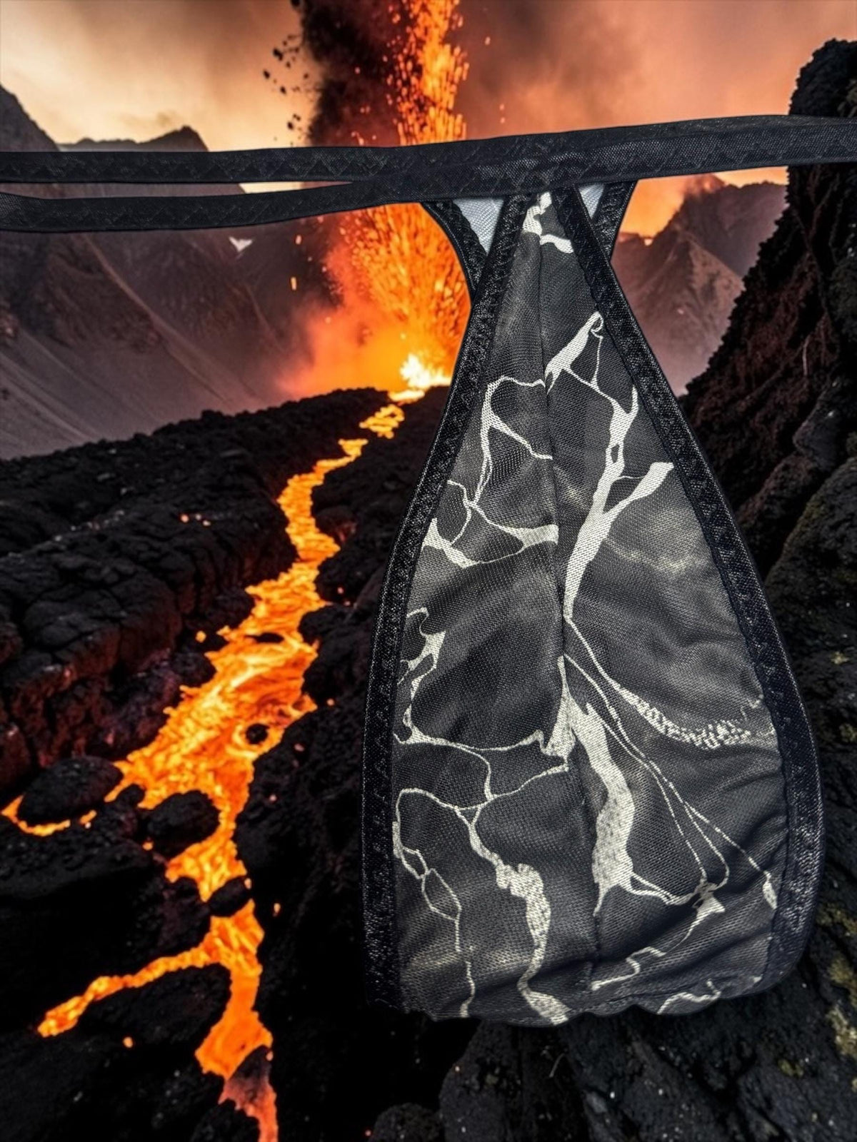 Black Mesh Teardrop Thong for Men