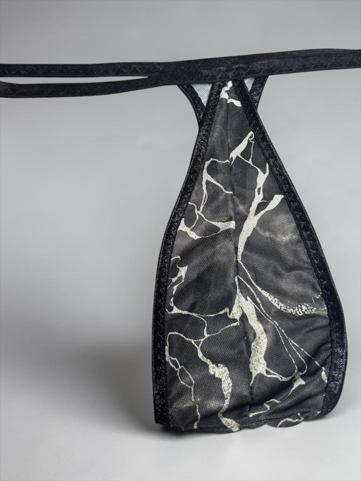 Black Mesh Teardrop Thong for Men
