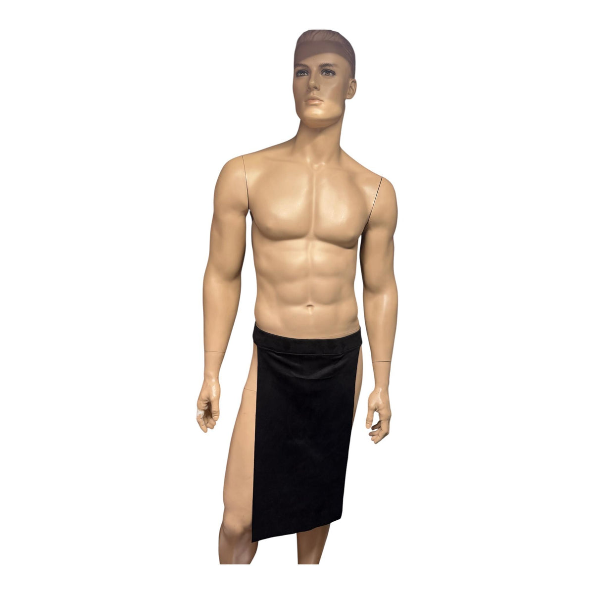 Men’s Black Faux Suede Loincloth with Attached Brief - Warrior Barbarian Costume