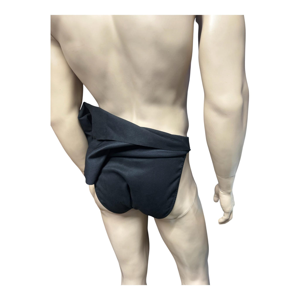 Men’s Black Faux Suede Loincloth with Attached Brief - Warrior Barbarian Costume