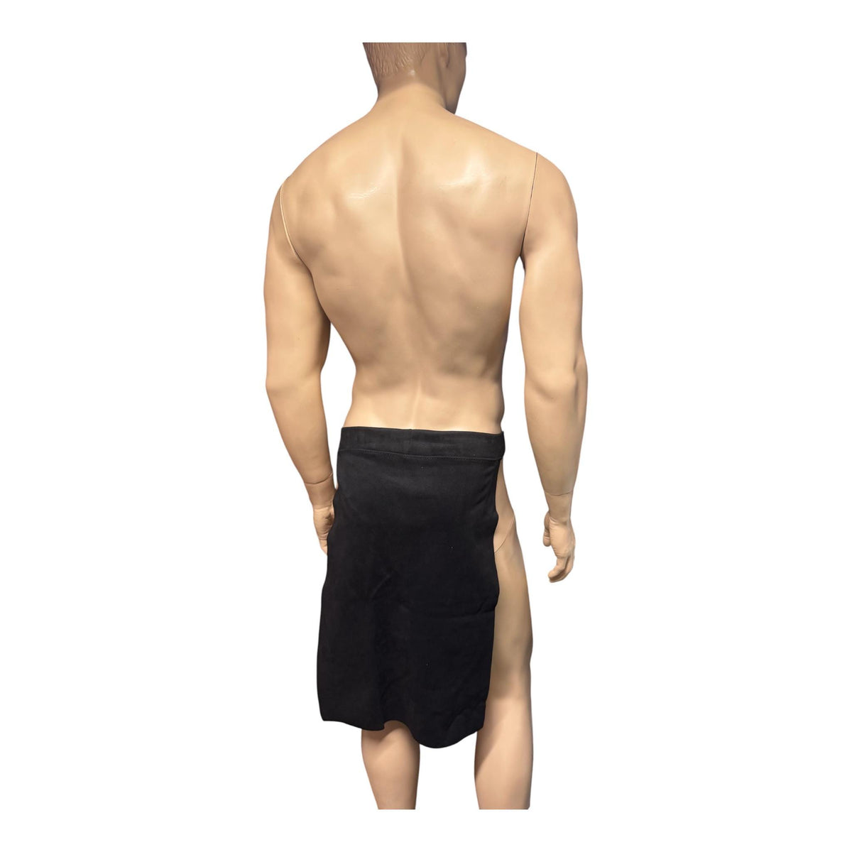 Men’s Black Faux Suede Loincloth with Attached Brief - Warrior Barbarian Costume